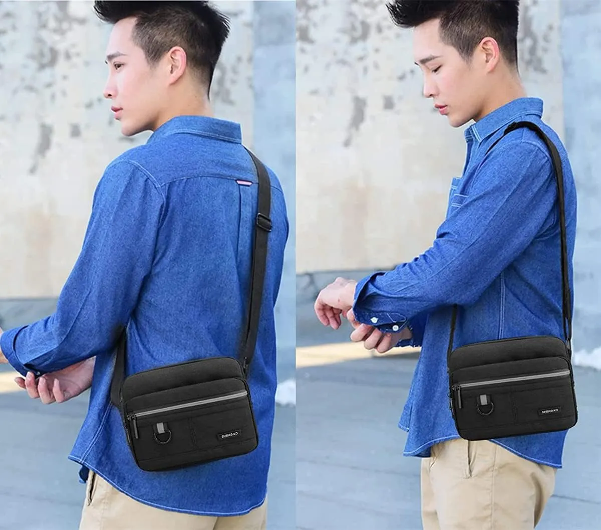 Small Canvas Crossbody Bag for Men,Small Shoulder Bag, Mini Messenger Bag for Cell Phone, Portable mobile phone coin bag