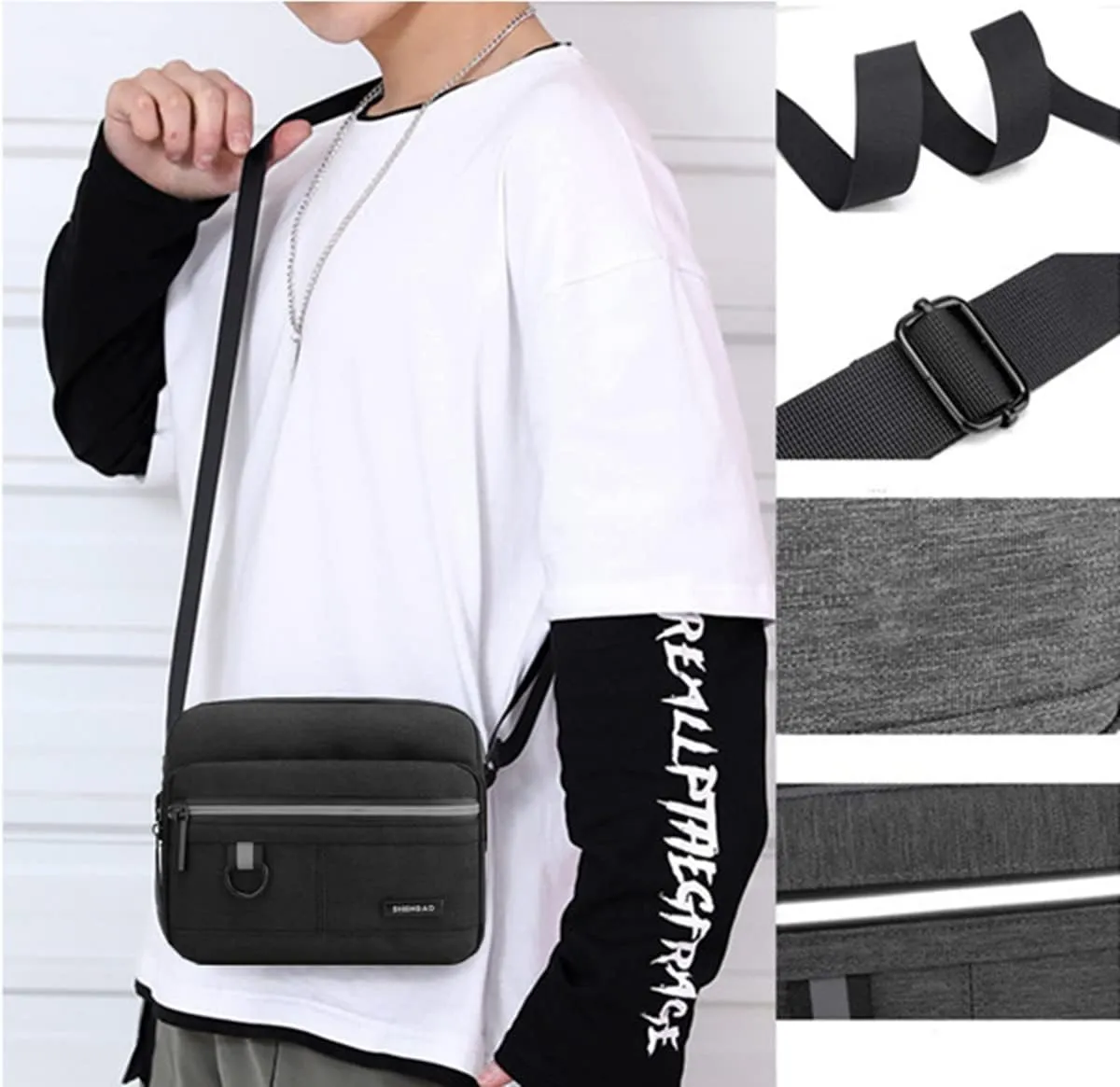 Small Canvas Crossbody Bag for Men,Small Shoulder Bag, Mini Messenger Bag for Cell Phone, Portable mobile phone coin bag