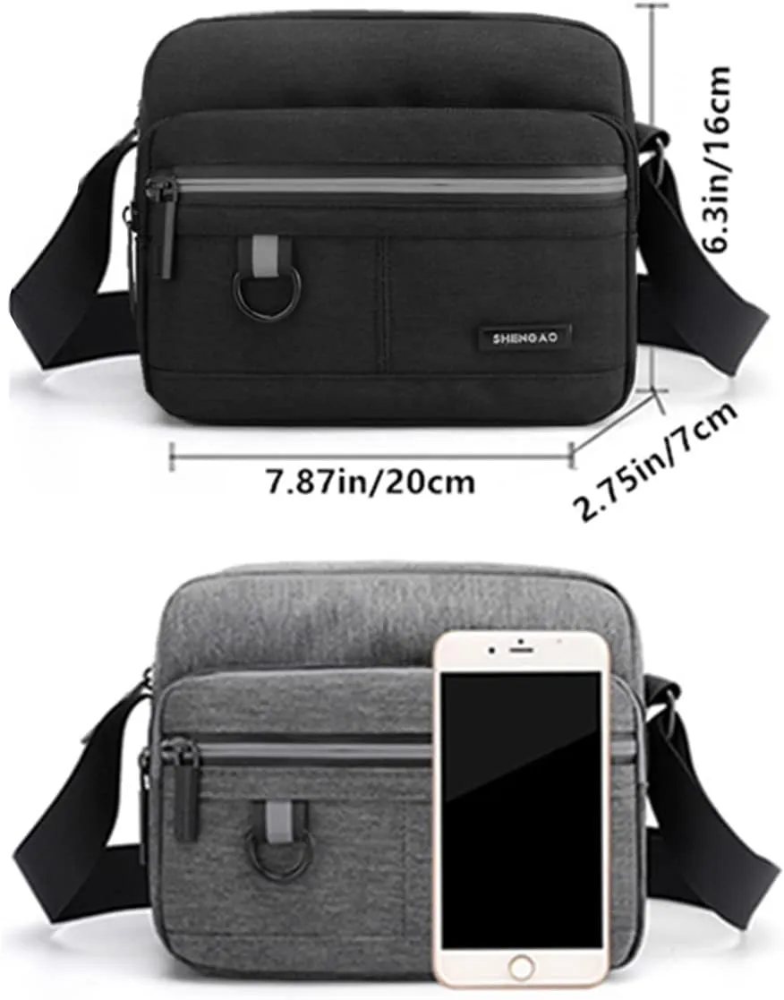 Small Canvas Crossbody Bag for Men,Small Shoulder Bag, Mini Messenger Bag for Cell Phone, Portable mobile phone coin bag