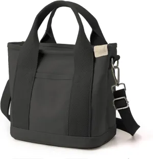 Small Canvas Tote Bag with Zipper, Crossbody Bag Shoulder Bag Handbag Messenger Bag for Women, Shopping, School