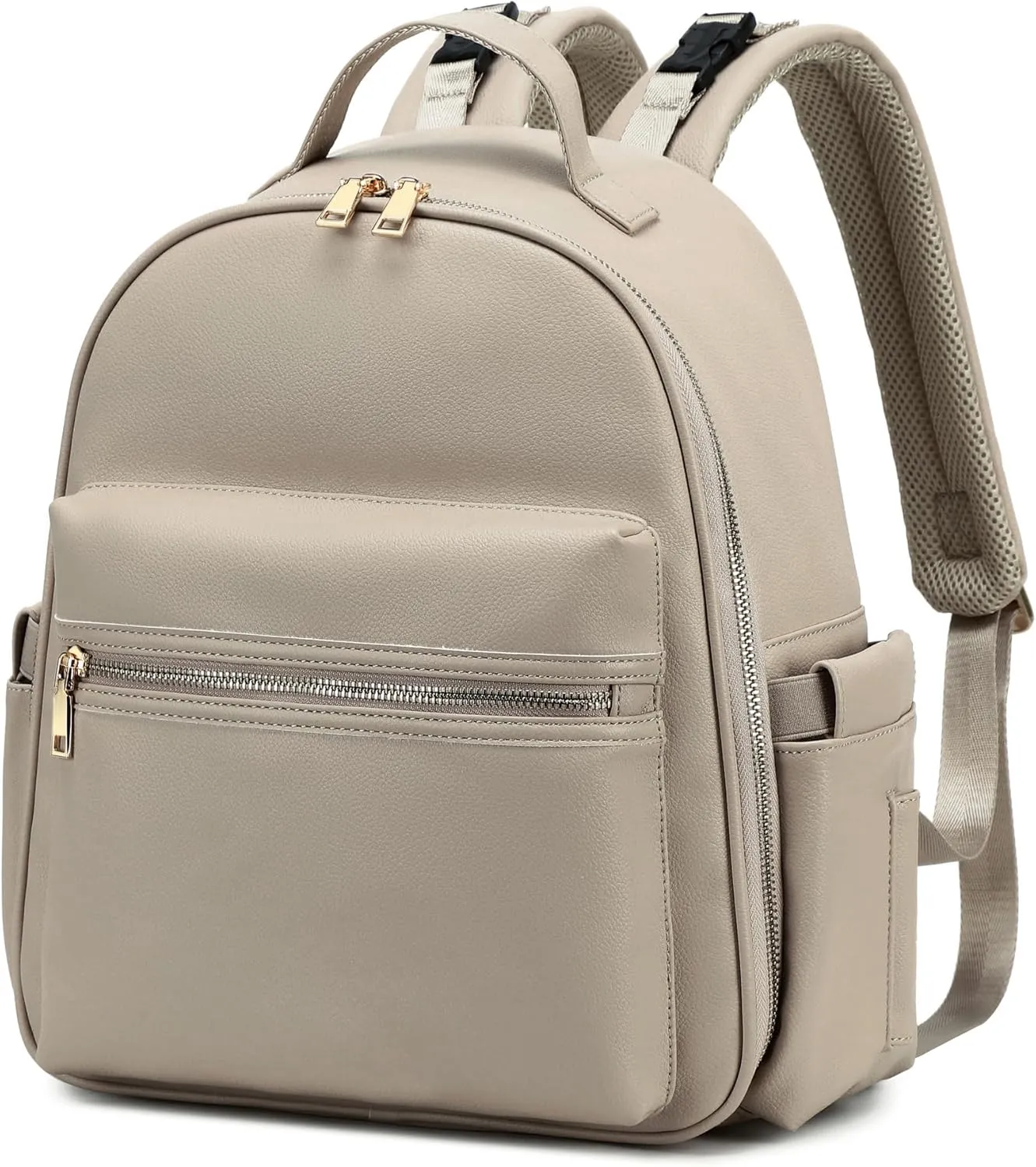 Small Diaper Backpack with Stroller Buckle, Insulated Pockets and Water-proof Pocket (Beige)