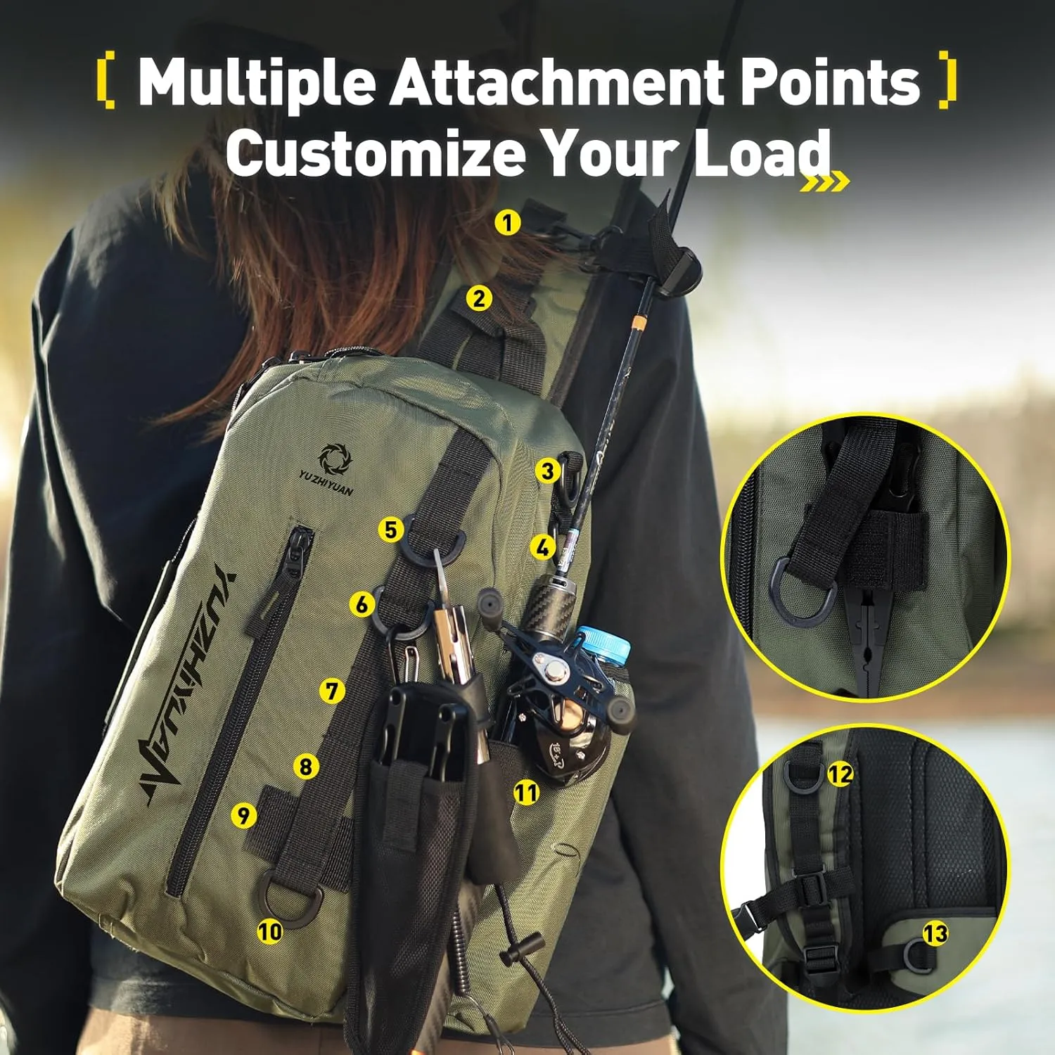 Small Fishing Bag with Rod Strap, Portable & Lightweight, Fish Small Tackle bag – Fits Tackle Boxes & Gear,Move Freely, Cast Smoothly - Fishing Gifts for Men