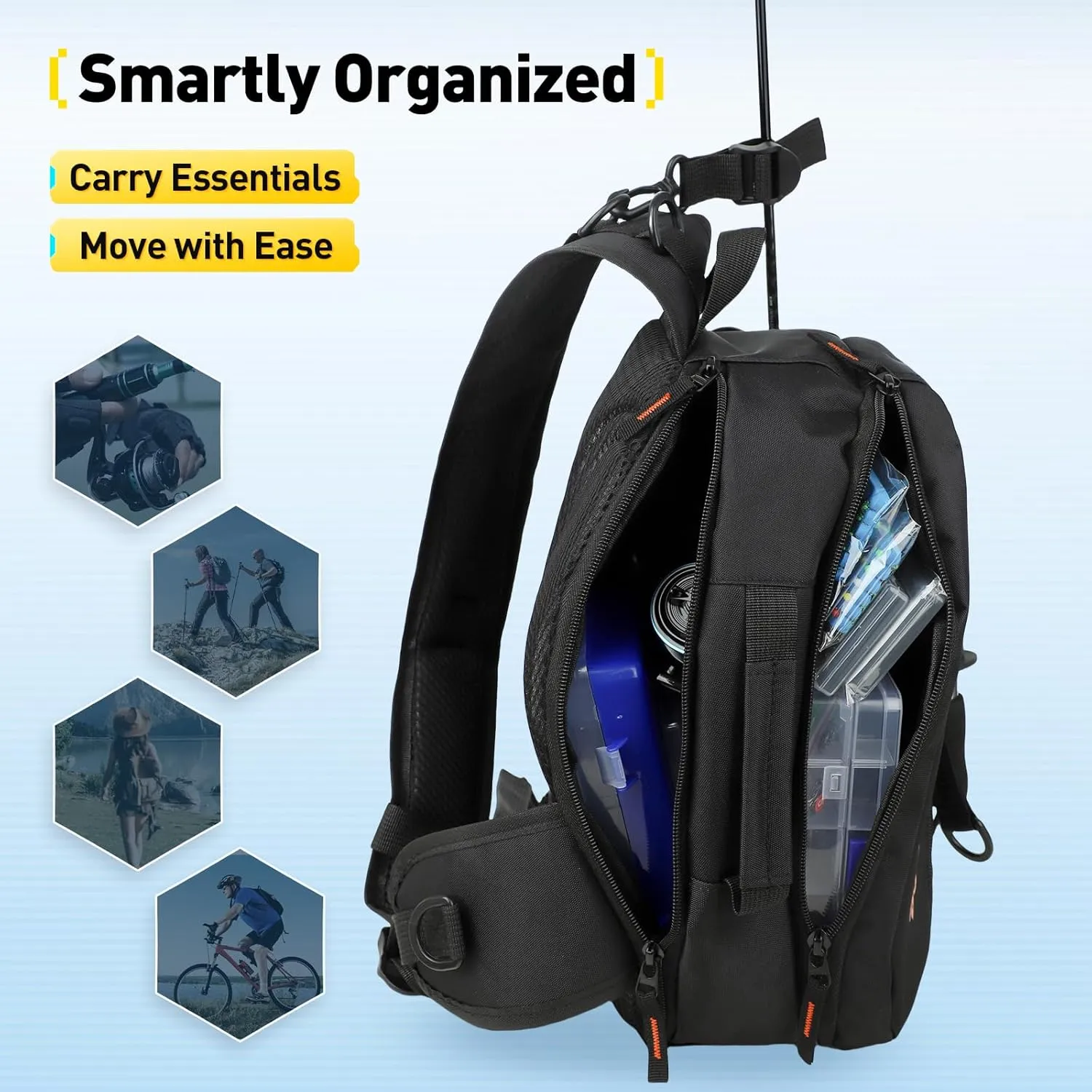 Small Fishing Bag with Rod Strap, Portable & Lightweight, Fish Small Tackle bag – Fits Tackle Boxes & Gear,Move Freely, Cast Smoothly - Fishing Gifts for Men