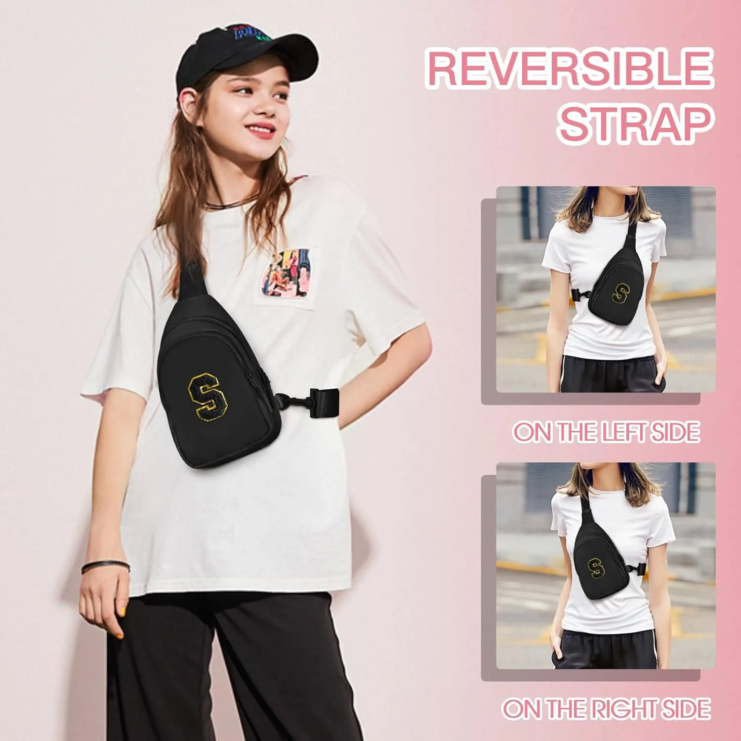 Small Initial Sling Bag for Girls & Women - Cute Crossbody Fanny Pack Gift