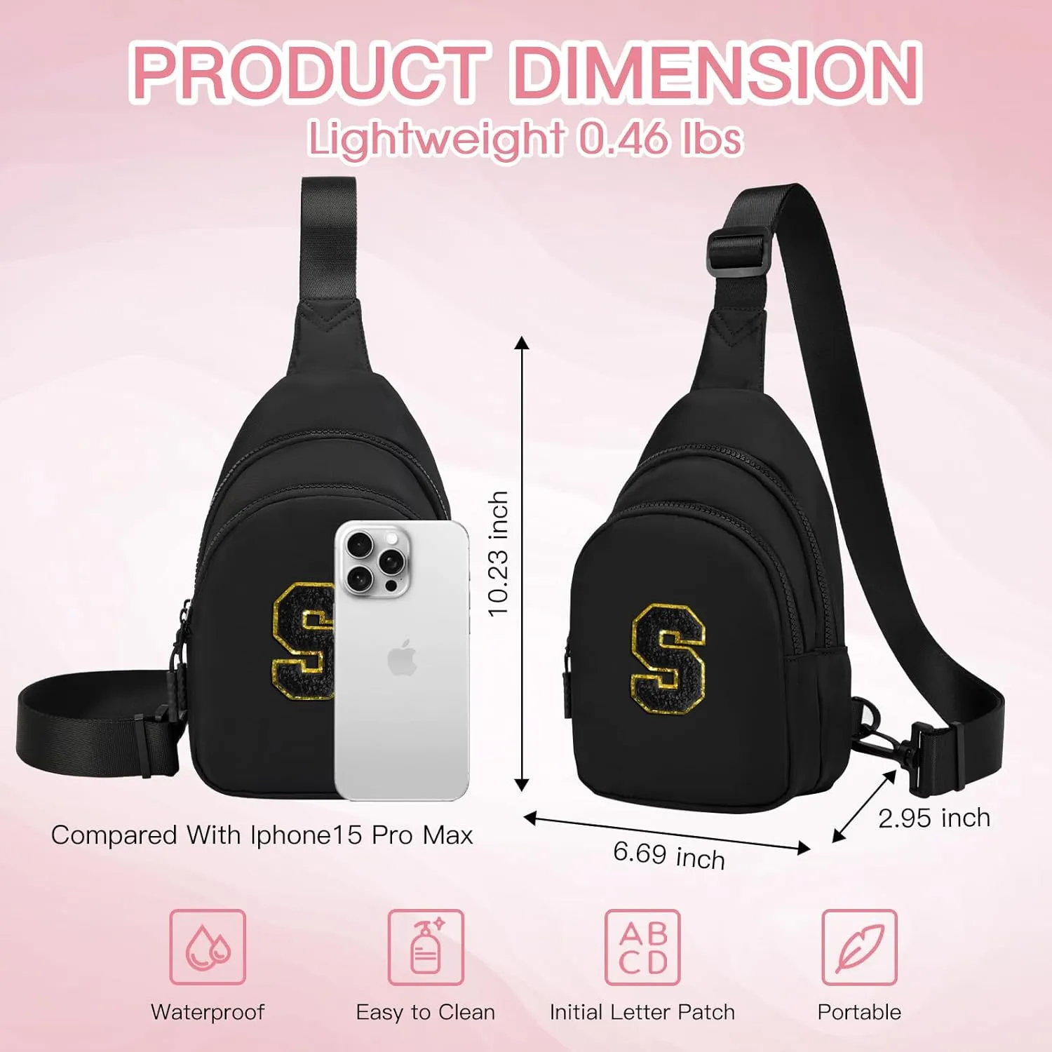 Small Initial Sling Bag for Girls & Women - Cute Crossbody Fanny Pack Gift