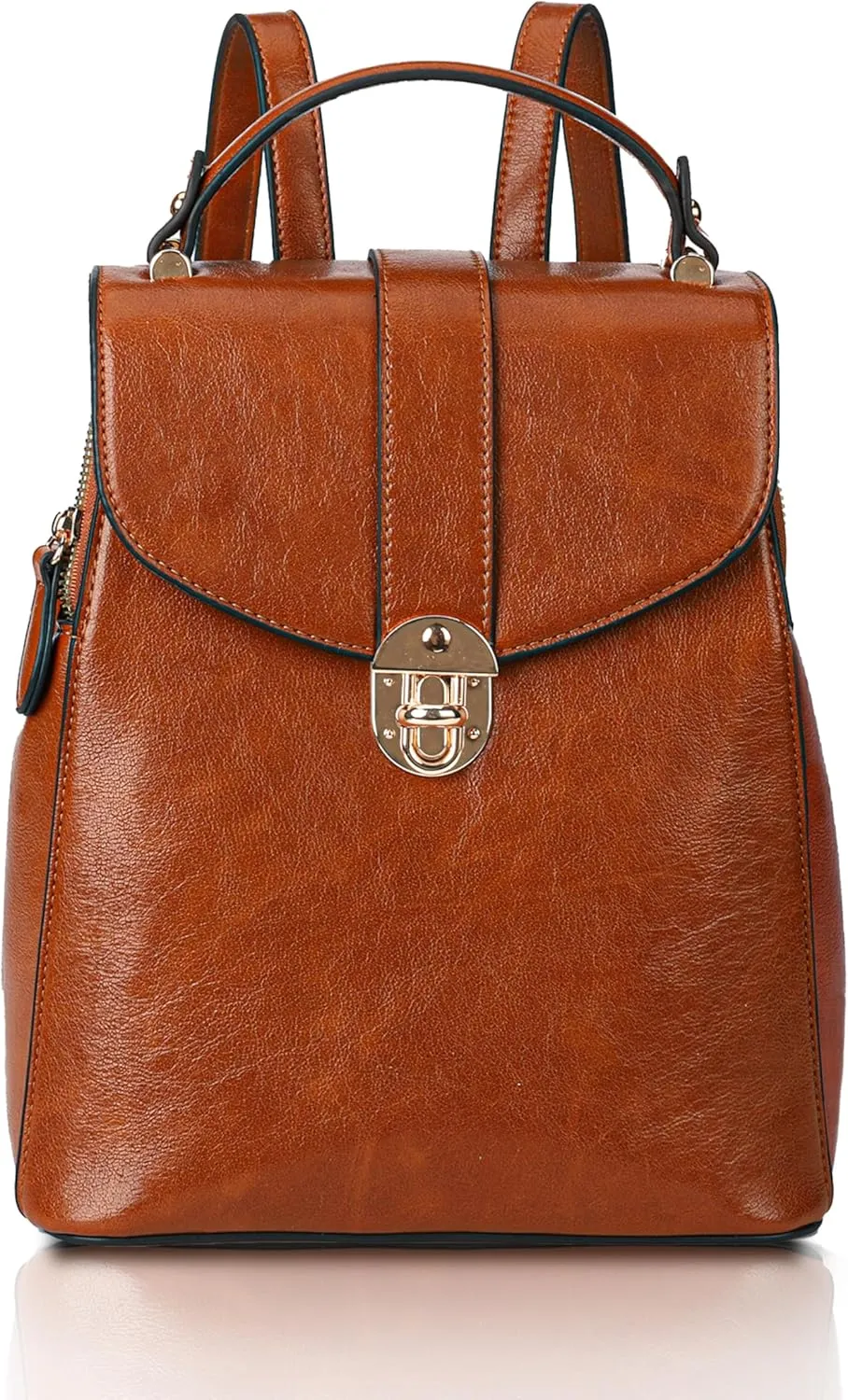 Small Leather Backpack Purse for Women - Women’s Fashion Backpack Handbags - Leather Back Pack Purse (Brown)