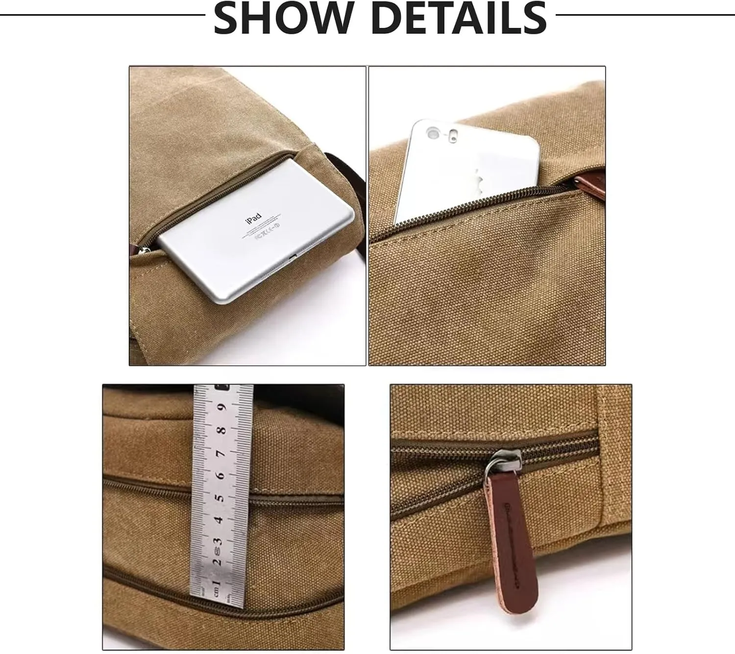 Small retro canvas messenger men's crossbody bag and shoulder bag