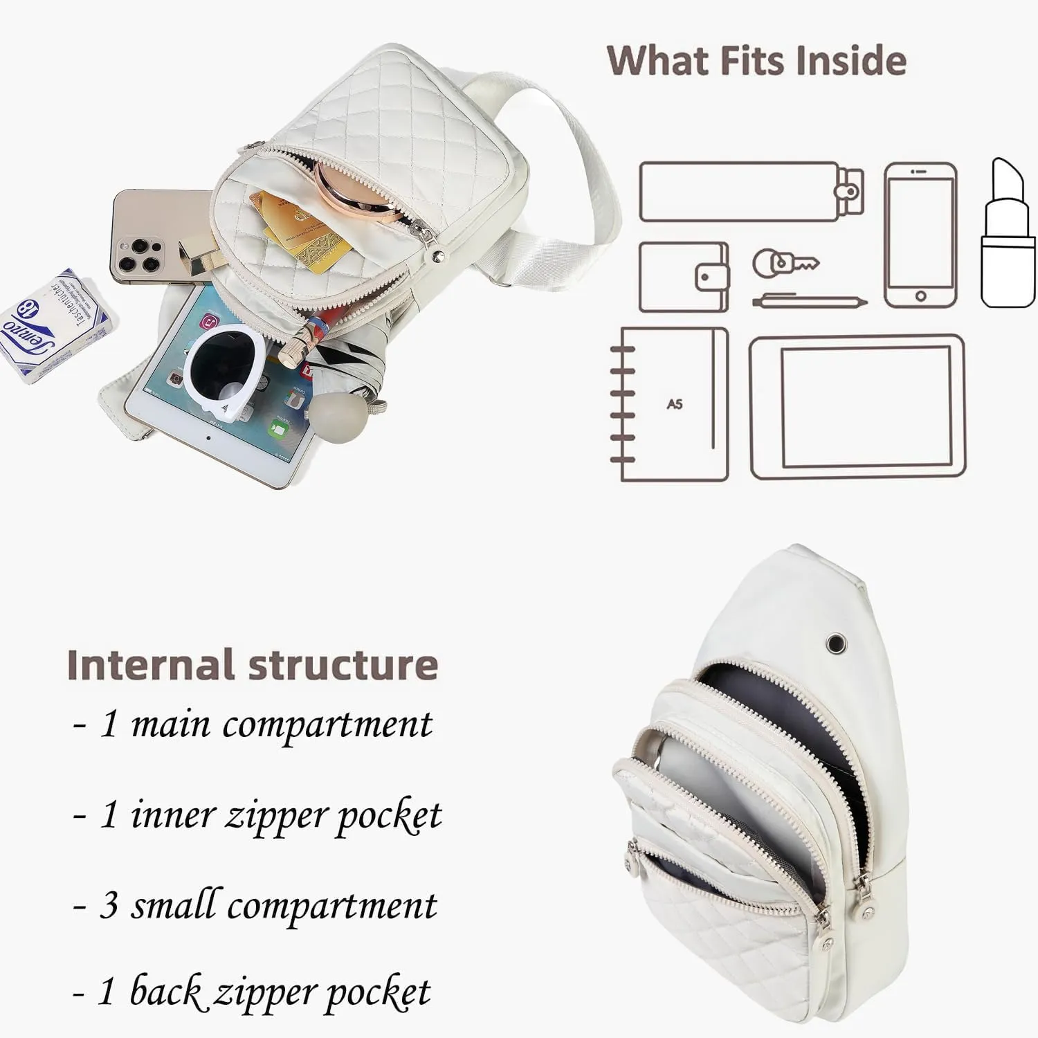 Small Sling Bag for Women, Sling Backpack Daypack Fanny Pack Crossbody Bags for Hiking Travel Sports Running
