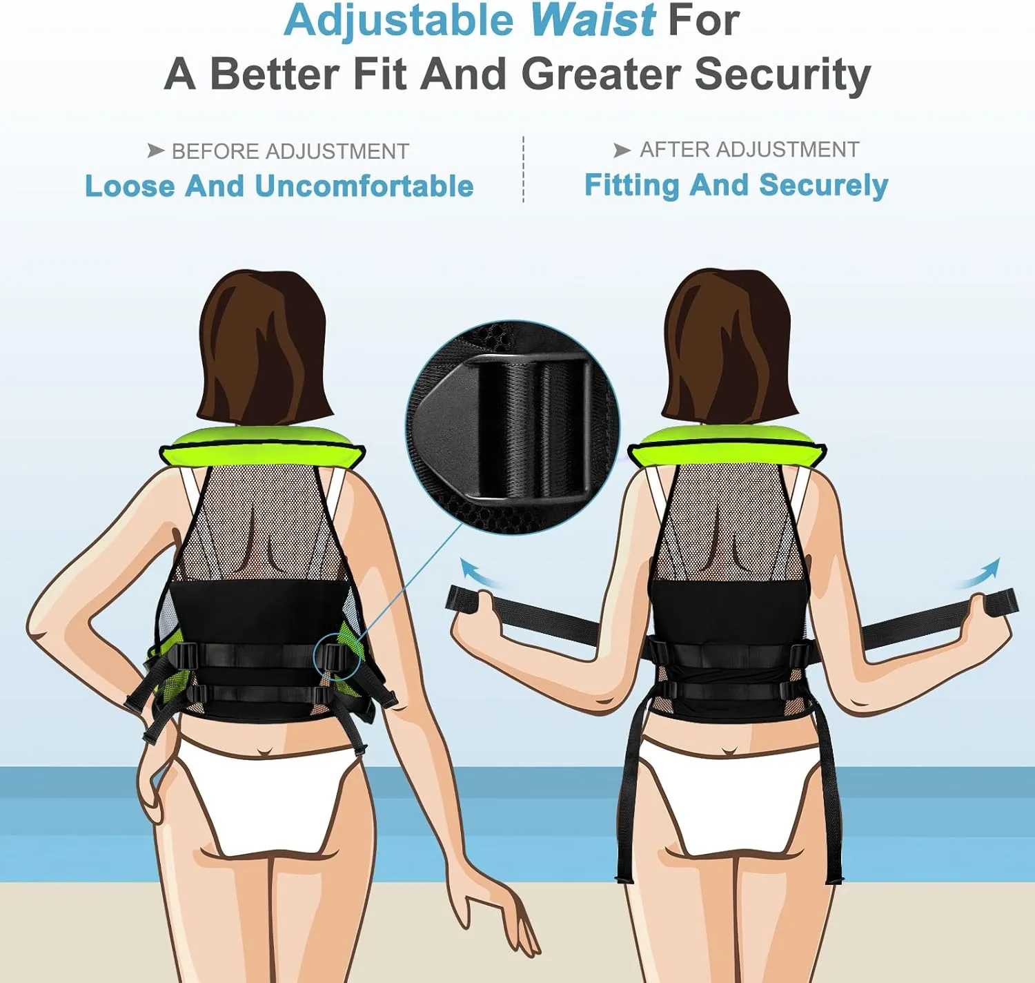 Snorkel Vests for Adults, Abuytwo Inflatable Snorkeling Vest Adjustable Waist-belt Swim Vest Snorkel Jacket Buoyancy Vest