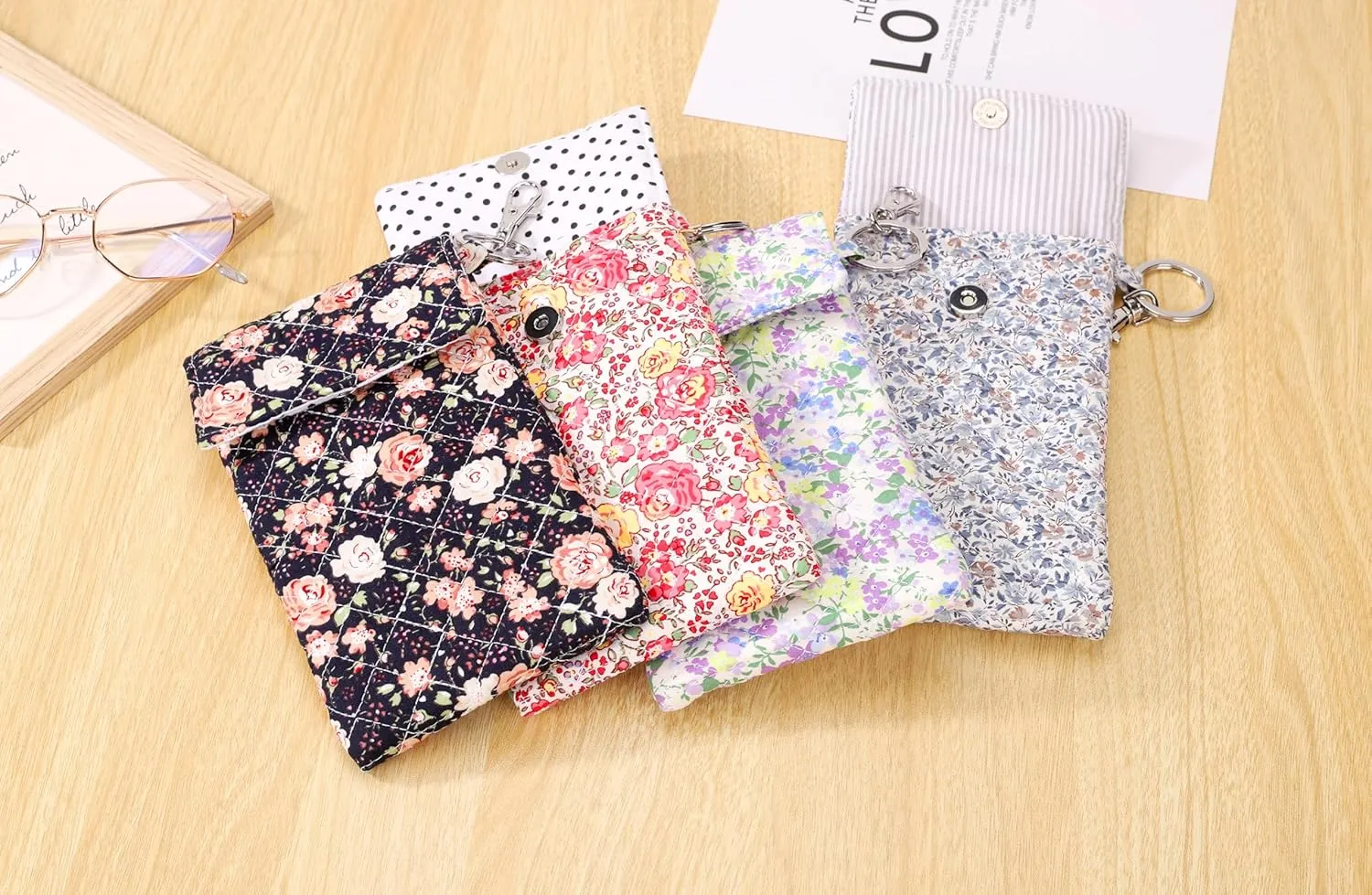 Soft Glasses Case Double Eyeglass Case Sunglasses Travel Pouch for Women Men with Key Chain