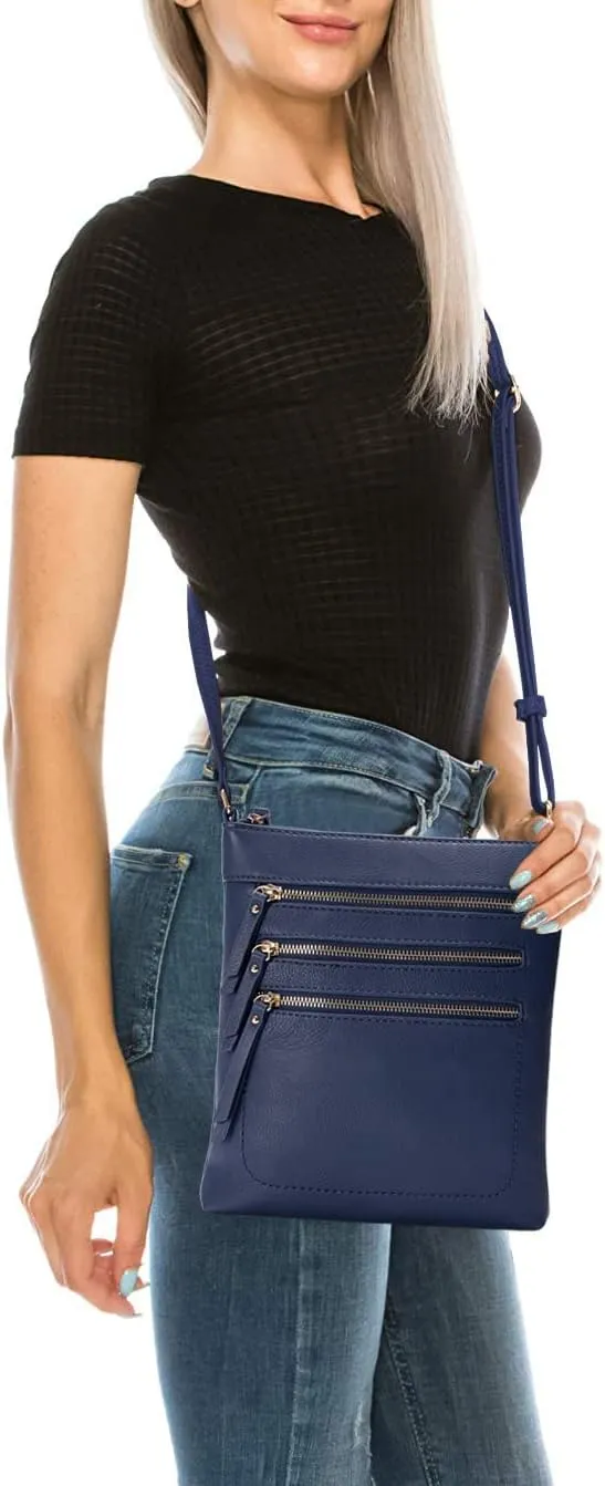 Solene Crossbody Bag Functional Multi Pocket Messenger Purse Top Zip Closure Shoulder Handbag With Adjustable Strap