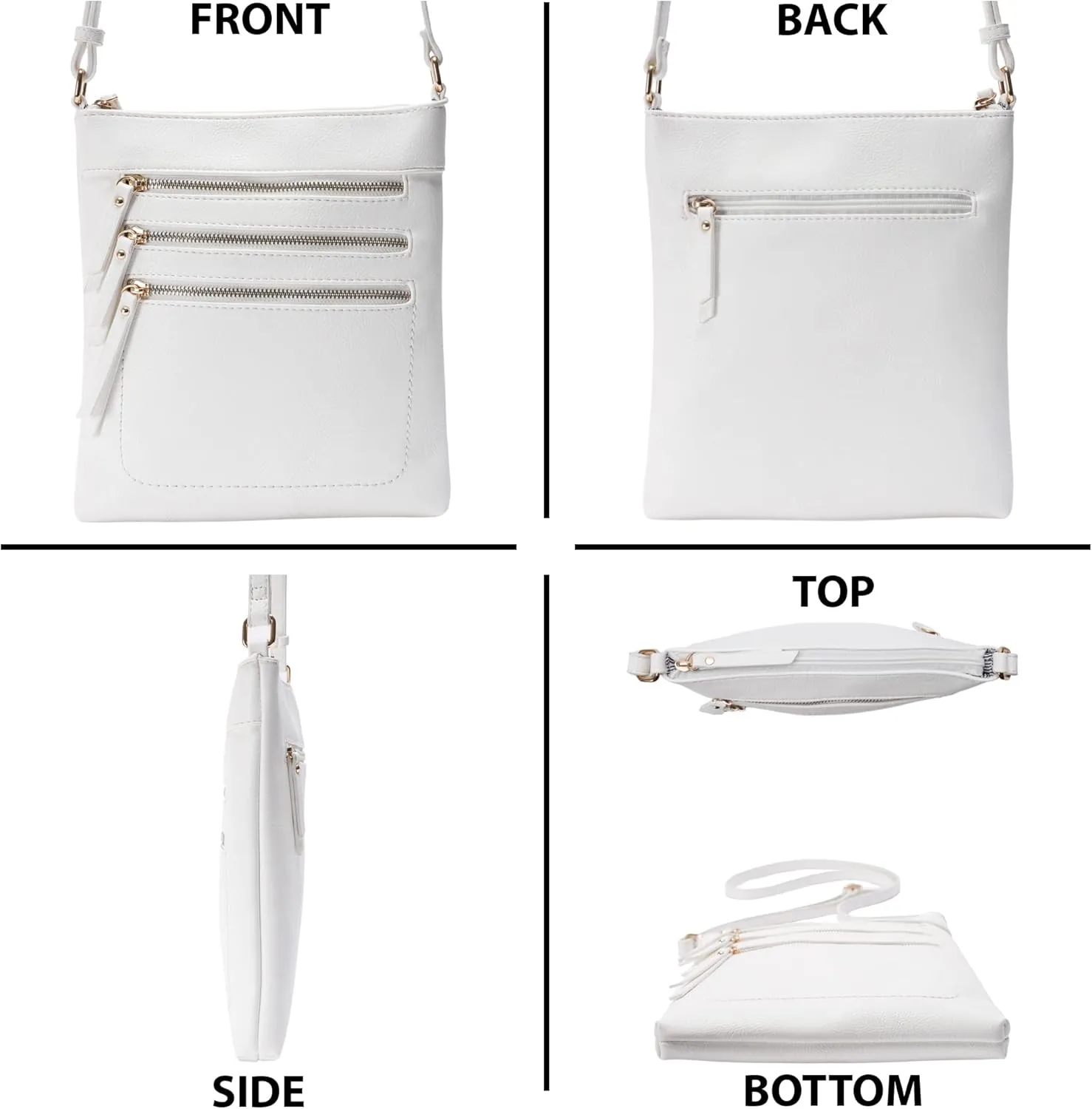 Solene Crossbody Bag Functional Multi Pocket Messenger Purse Top Zip Closure Shoulder Handbag With Adjustable Strap
