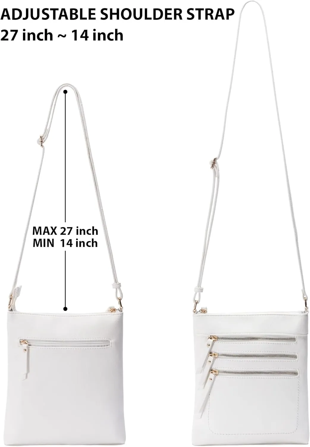 Solene Crossbody Bag Functional Multi Pocket Messenger Purse Top Zip Closure Shoulder Handbag With Adjustable Strap