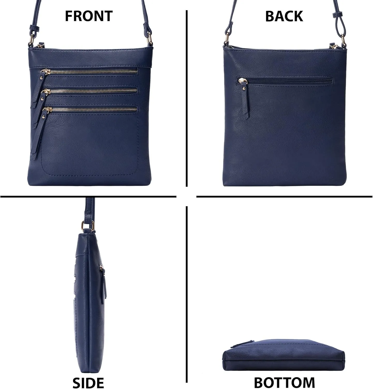Solene Crossbody Bag Functional Multi Pocket Messenger Purse Top Zip Closure Shoulder Handbag With Adjustable Strap