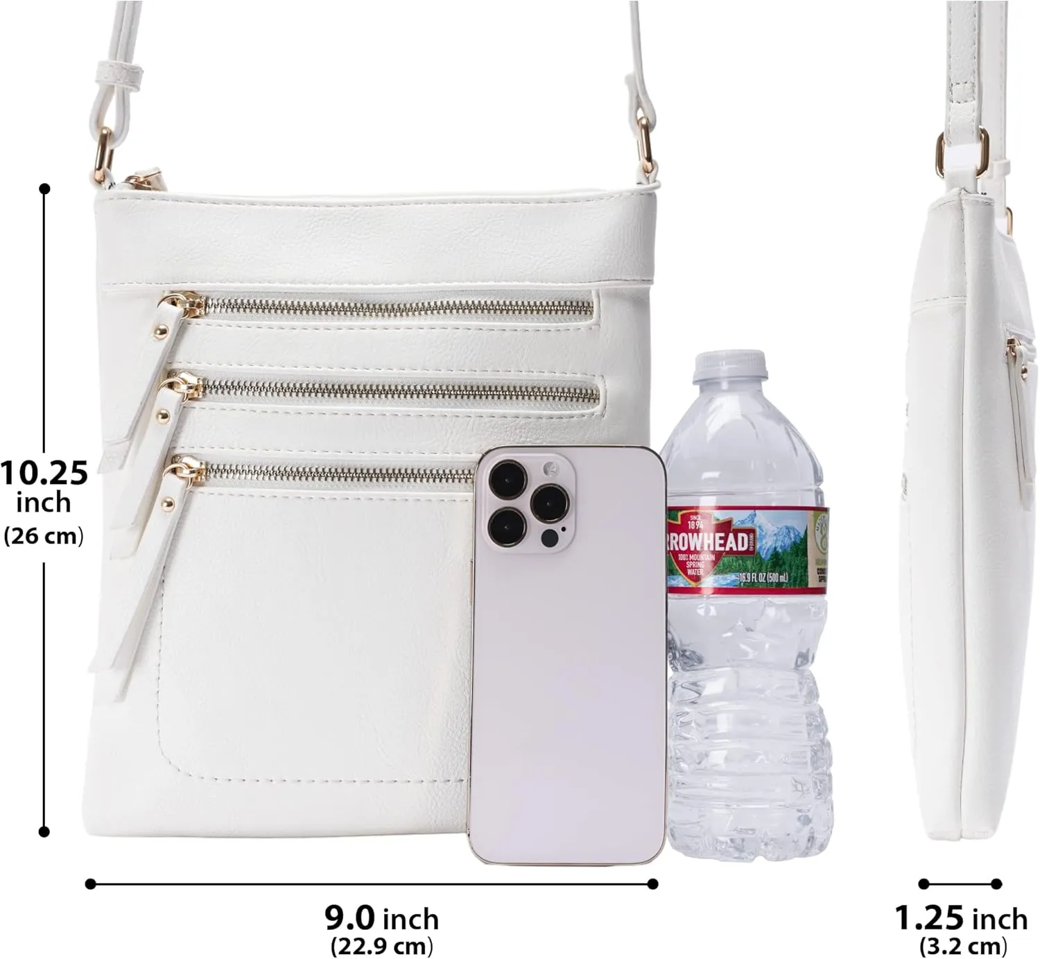 Solene Crossbody Bag Functional Multi Pocket Messenger Purse Top Zip Closure Shoulder Handbag With Adjustable Strap