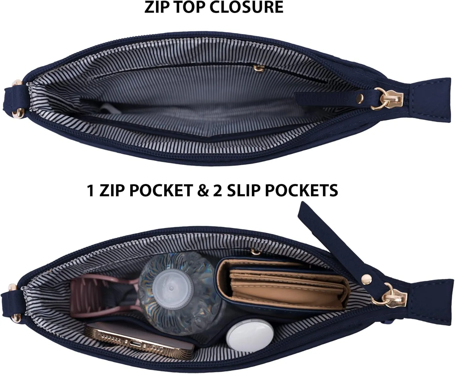 Solene Crossbody Bag Functional Multi Pocket Messenger Purse Top Zip Closure Shoulder Handbag With Adjustable Strap