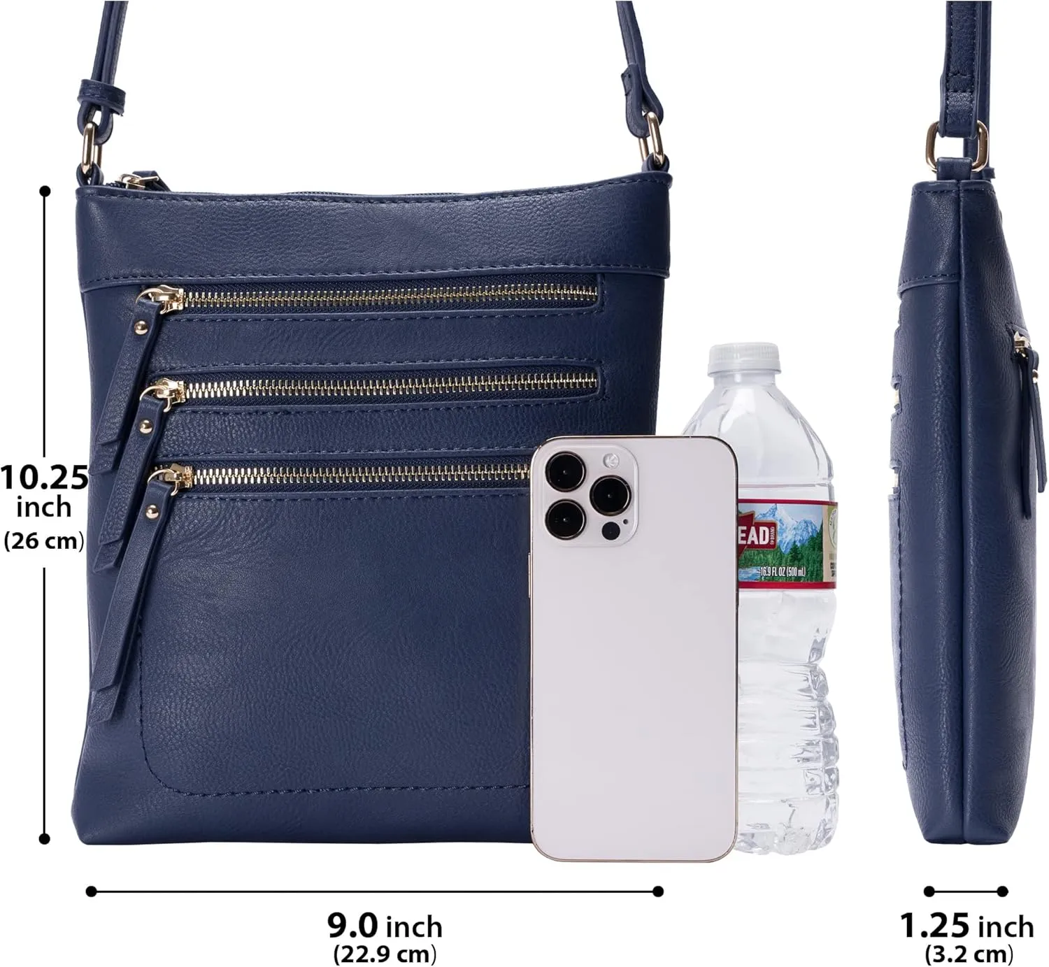 Solene Crossbody Bag Functional Multi Pocket Messenger Purse Top Zip Closure Shoulder Handbag With Adjustable Strap