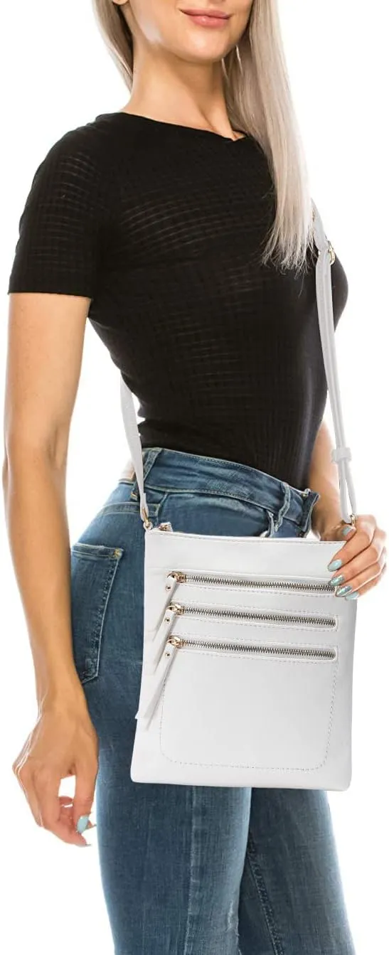 Solene Crossbody Bag Functional Multi Pocket Messenger Purse Top Zip Closure Shoulder Handbag With Adjustable Strap