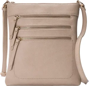 Solene Crossbody Bag Functional Multi Pocket Messenger Purse Top Zip Closure Shoulder Handbag With Adjustable Strap