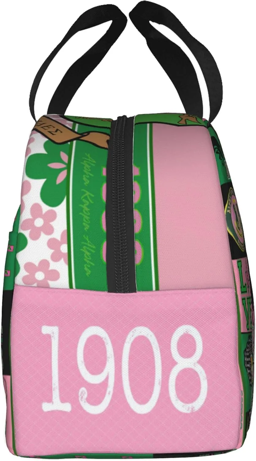 Sorority Lunch Box for Men Women Insulated Reusable Portable Travel Picnic Waterproof Lunch Tote Bags