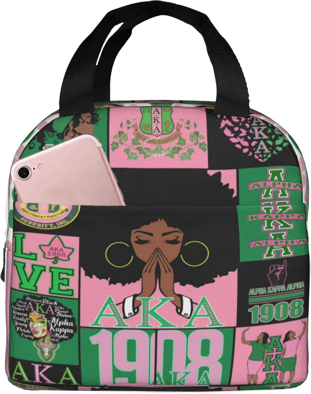 Sorority Lunch Box for Men Women Insulated Reusable Portable Travel Picnic Waterproof Lunch Tote Bags