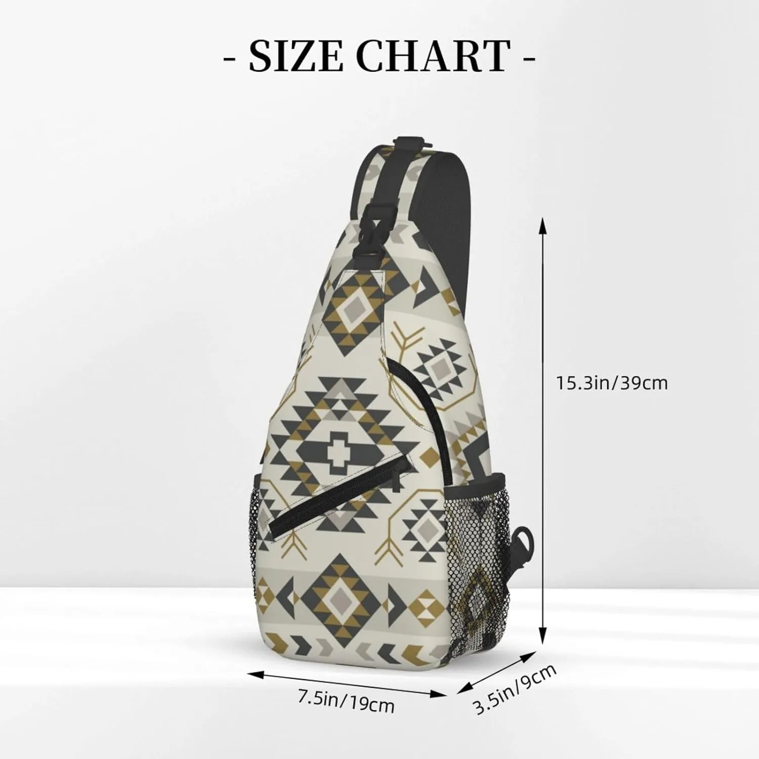 Southwest Native American Sling Bag Crossbody Backpack,Aztec Ethnic Geometric Striped Tribal Chest Bag Casual Shoulder Backpack Abstract Navajo Print Travel Hiking Daypack for Men Women