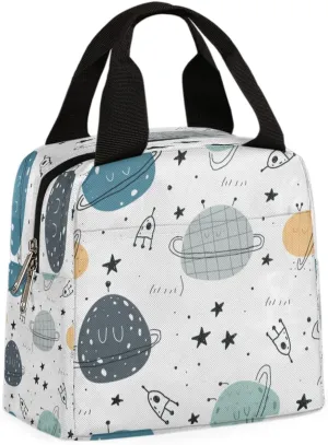 Space Imagination Insulated Lunch Bag Women, Reusable Cute Tote Lunch Box for Adult & Men, Leakproof Cooler Lunch Bags for Work Office Travel Picnic