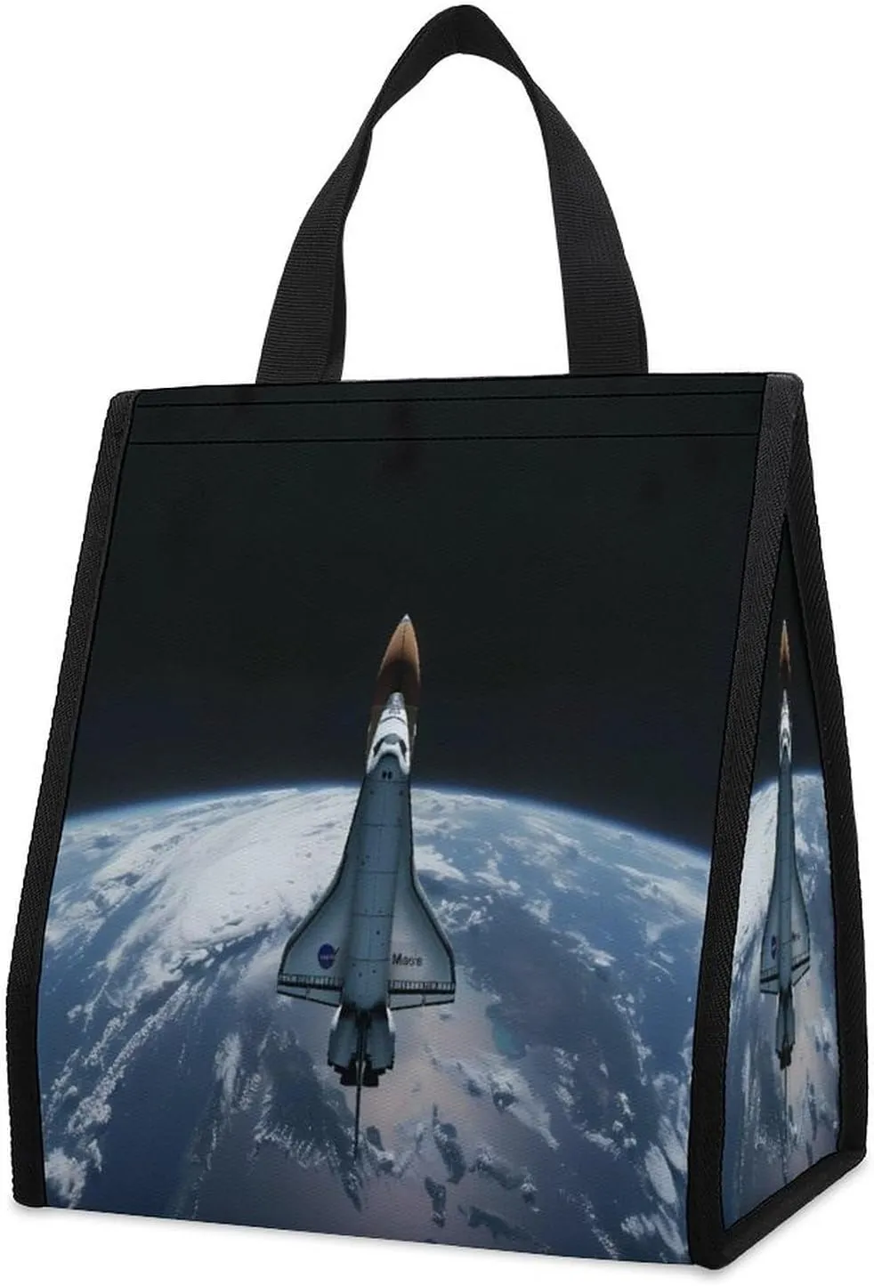 Spaceship Shuttle in Space Lunch Bag for Adults Reusable Insulated Lunch Box Cooler Lunch Tote Bag for Work Travel Picnic