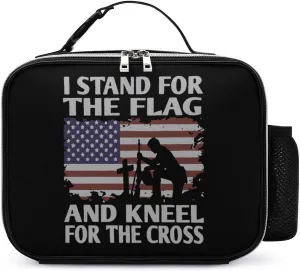 Stand for Flag Kneel for Cross Travel Lunch Bags Leather Insulated Tote Bag with Detachable Buckled Handle to-Go Food Containers