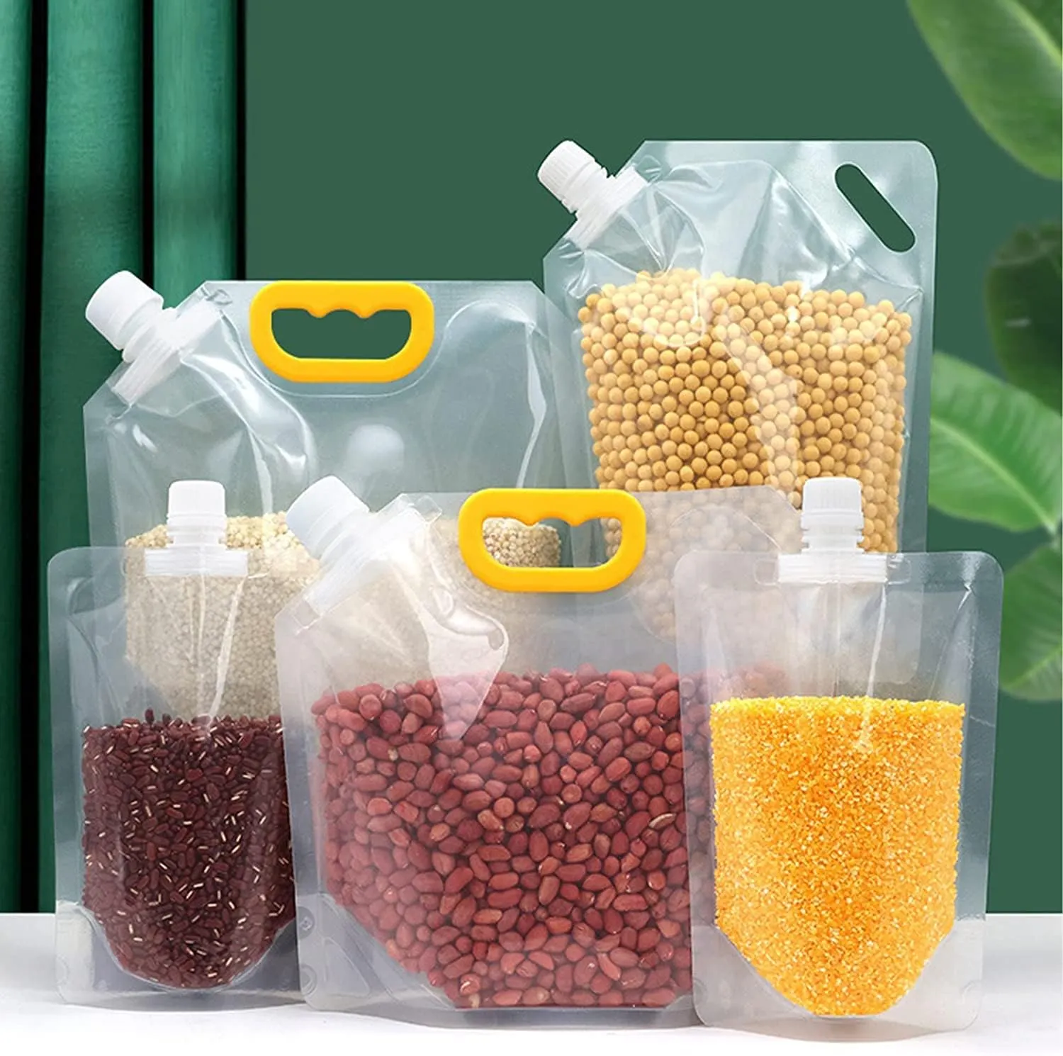 Stand Up Food Storage Pouches, Reusable Clear Grain Storage Suction Bags, Grain Moisture-proof Sealed Bag, Airtight Smell Proof Packaging Baggies, Reusable Produce Bags (3 * 1 3 * 1.5 2 * 2.5 2 * 5)