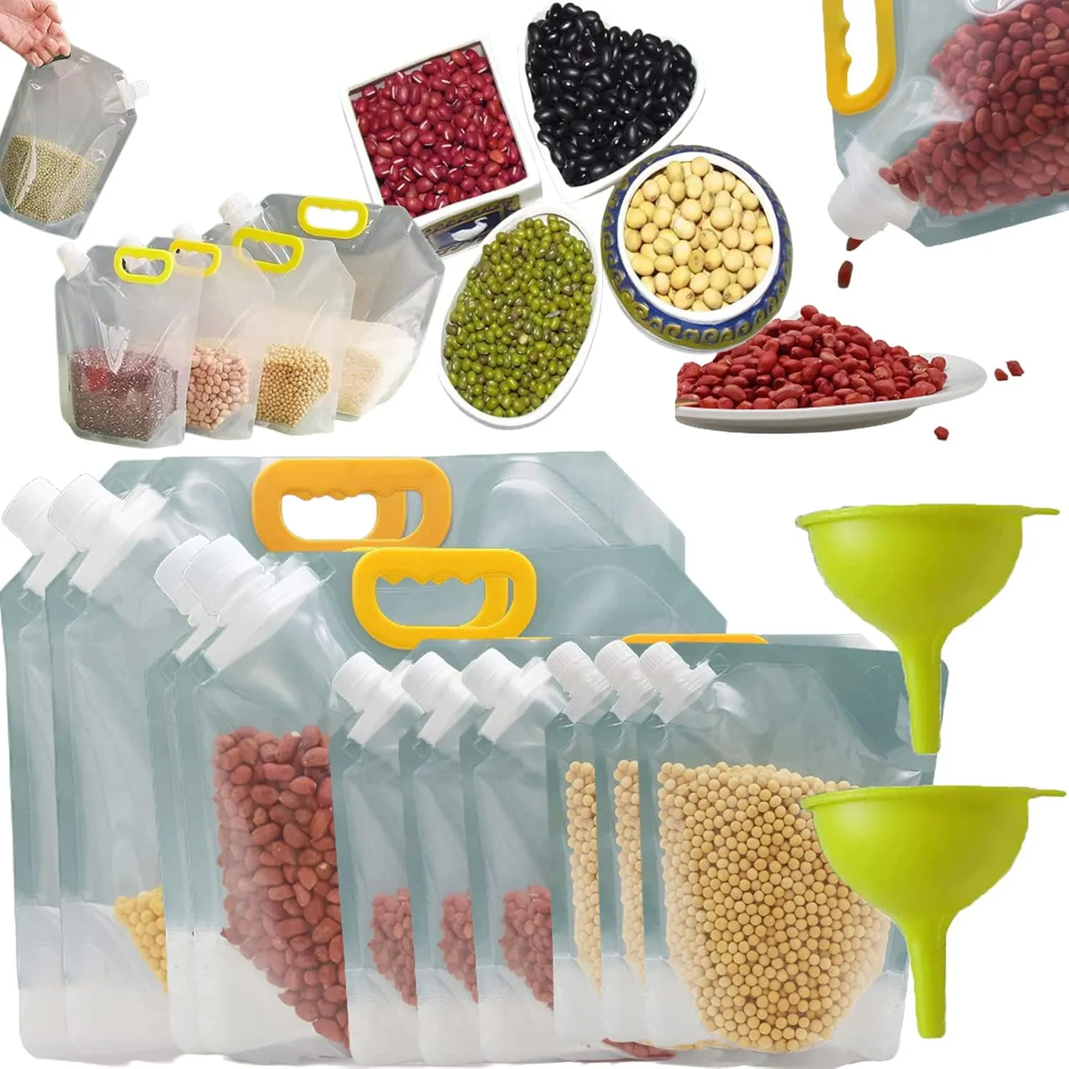 Stand Up Food Storage Pouches, Reusable Clear Grain Storage Suction Bags, Grain Moisture-proof Sealed Bag, Airtight Smell Proof Packaging Baggies, Reusable Produce Bags (3 * 1 3 * 1.5 2 * 2.5 2 * 5)