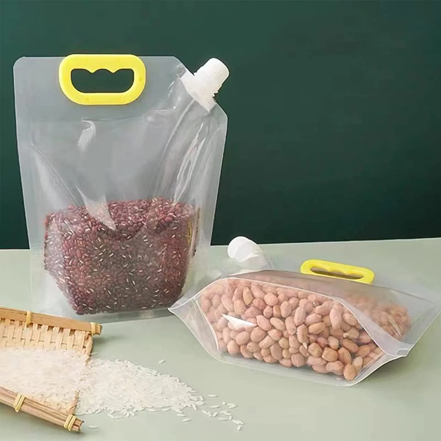 Stand Up Food Storage Pouches, Reusable Clear Grain Storage Suction Bags, Grain Moisture-proof Sealed Bag, Airtight Smell Proof Packaging Baggies, Reusable Produce Bags (3 * 1 3 * 1.5 2 * 2.5 2 * 5)
