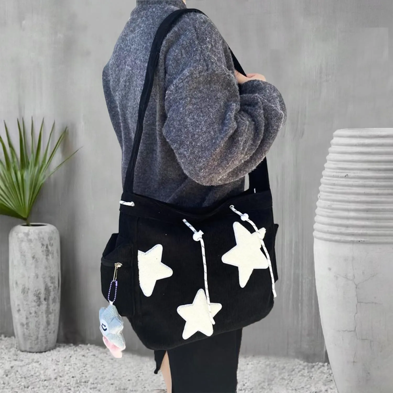 Star Bag Womens's Aesthetic Messenger Cute Bag Large Capacity Tote corduroy Shoulder Bag Casual Crossbody