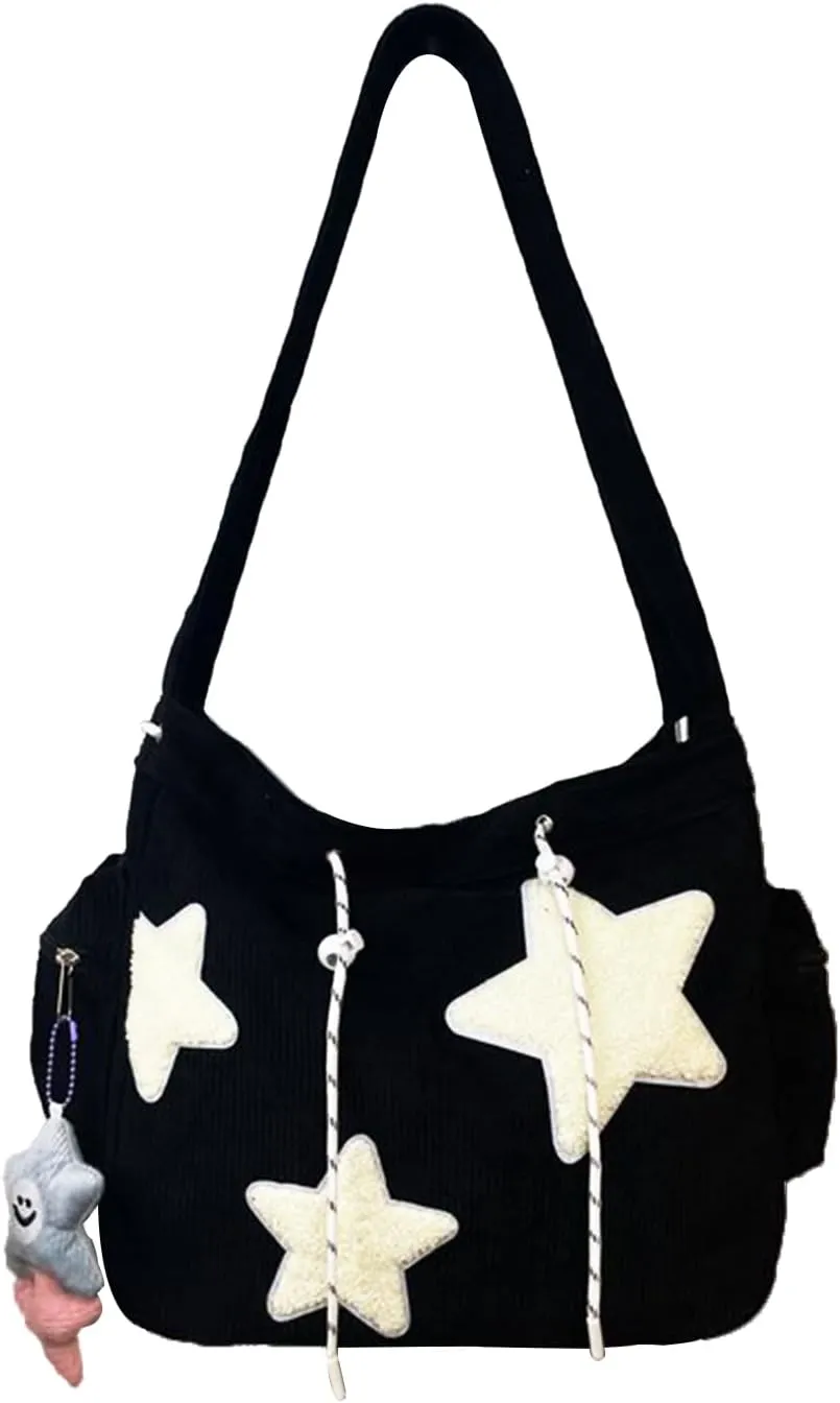 Star Bag Womens's Aesthetic Messenger Cute Bag Large Capacity Tote corduroy Shoulder Bag Casual Crossbody