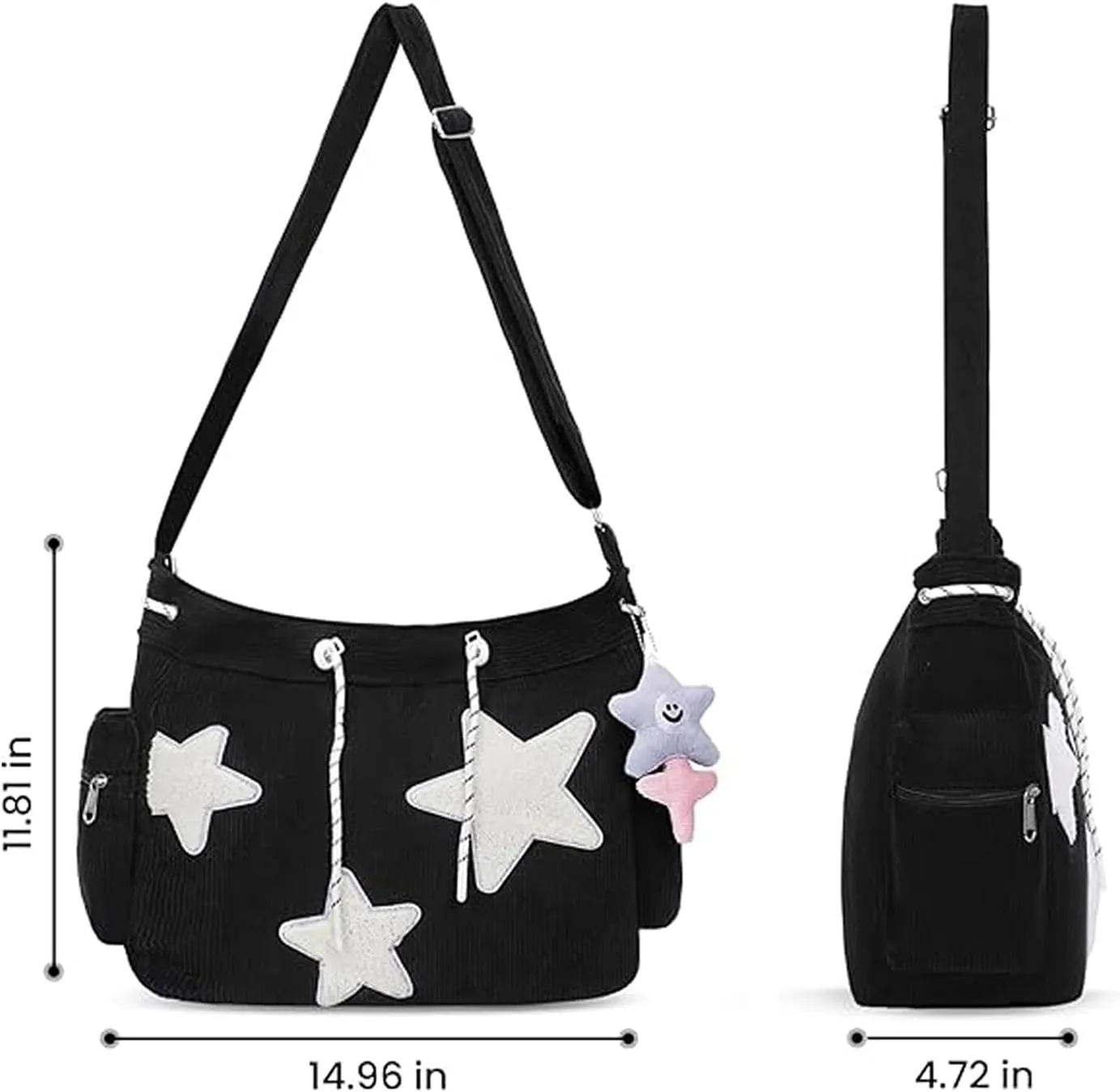 Star Bag Womens's Aesthetic Messenger Cute Bag Large Capacity Tote corduroy Shoulder Bag Casual Crossbody