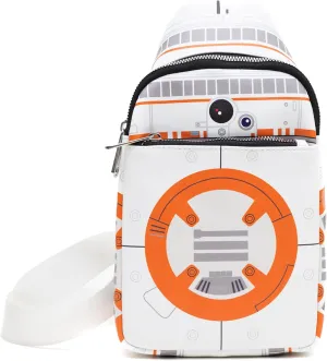 Star Wars Vegan Leather Crossbody Sling Bag with Adjustable Straps, BB-8, Bounding, White