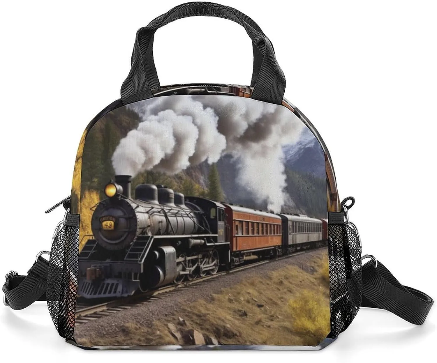 Steam Locomotive Train Insulated Lunch Bag Portable Lunch Box Tote Cooler Bags Lunchbox For Travel Picnic Work