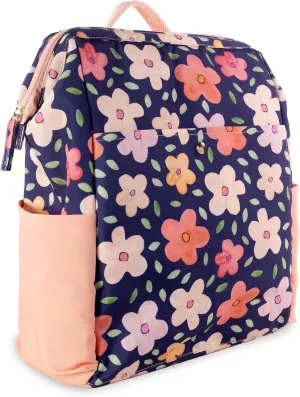 STEEL MILL AND CO. Insulated Backpack Cooler Large Capacity, Portable Soft Cooler Bag for Picnics, Beach, Pool, Hiking, Navy Bold Floral