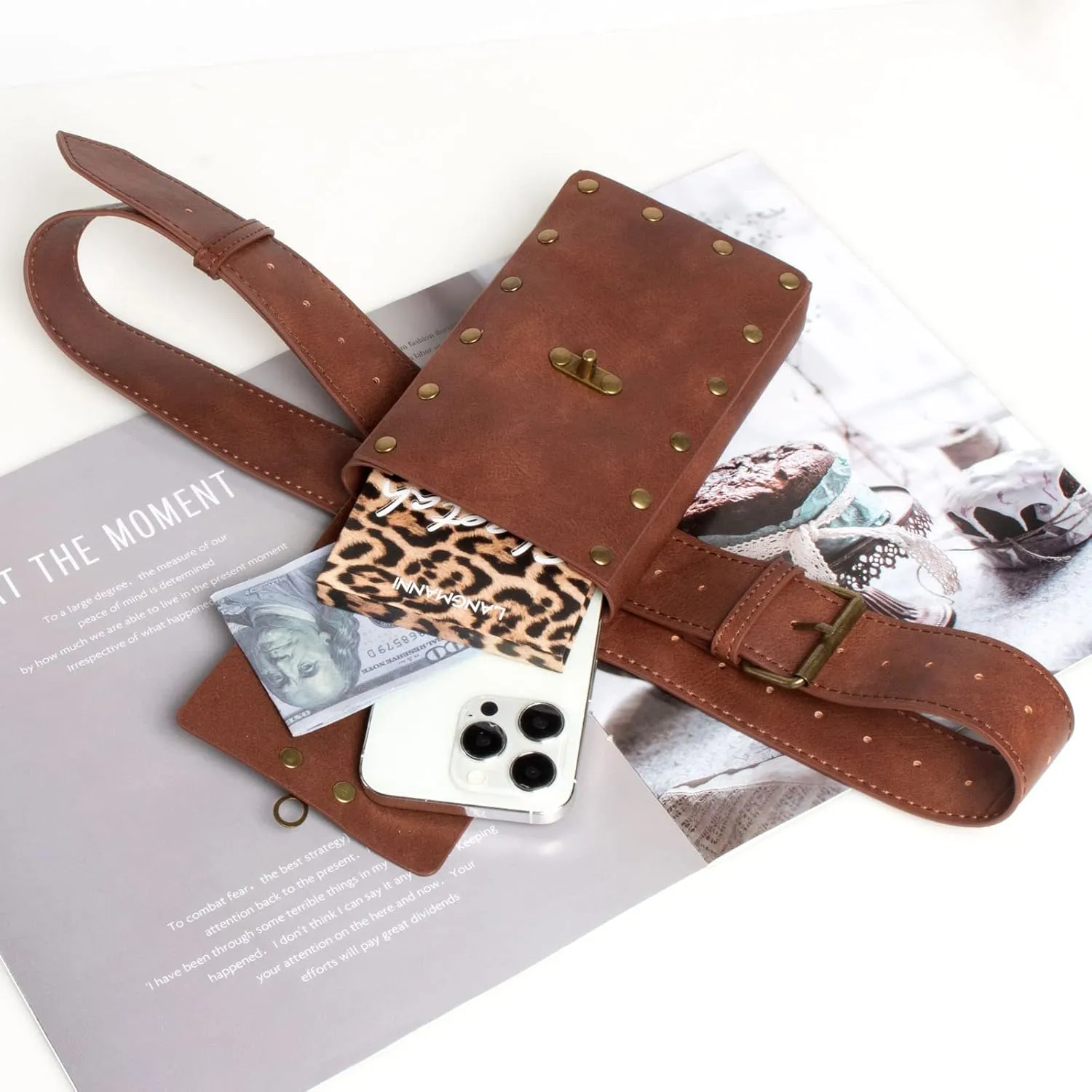 SUMGOGO Retro Belt Pouch Waist Bag Womens Fanny Pack Cellphone Holder Steampunk Medieval Renaissance Purse Costume Accessory