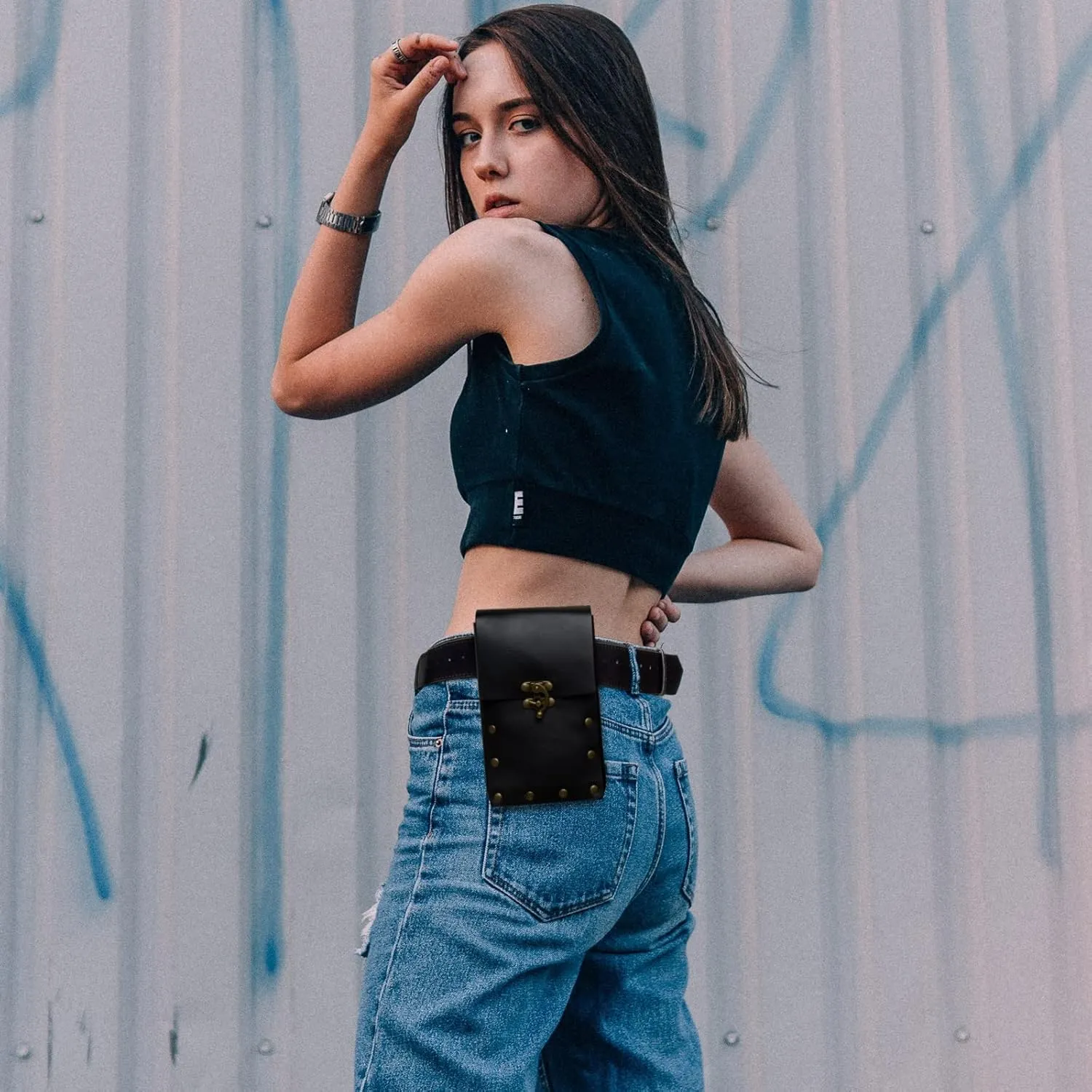 SUMGOGO Retro Belt Pouch Waist Bag Womens Fanny Pack Cellphone Holder Steampunk Medieval Renaissance Purse Costume Accessory