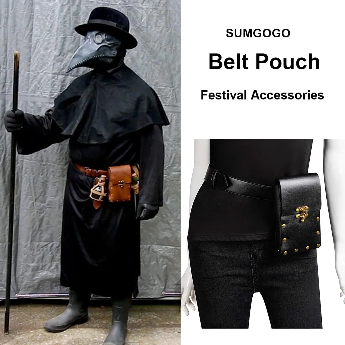 SUMGOGO Retro Belt Pouch Waist Bag Womens Fanny Pack Cellphone Holder Steampunk Medieval Renaissance Purse Costume Accessory