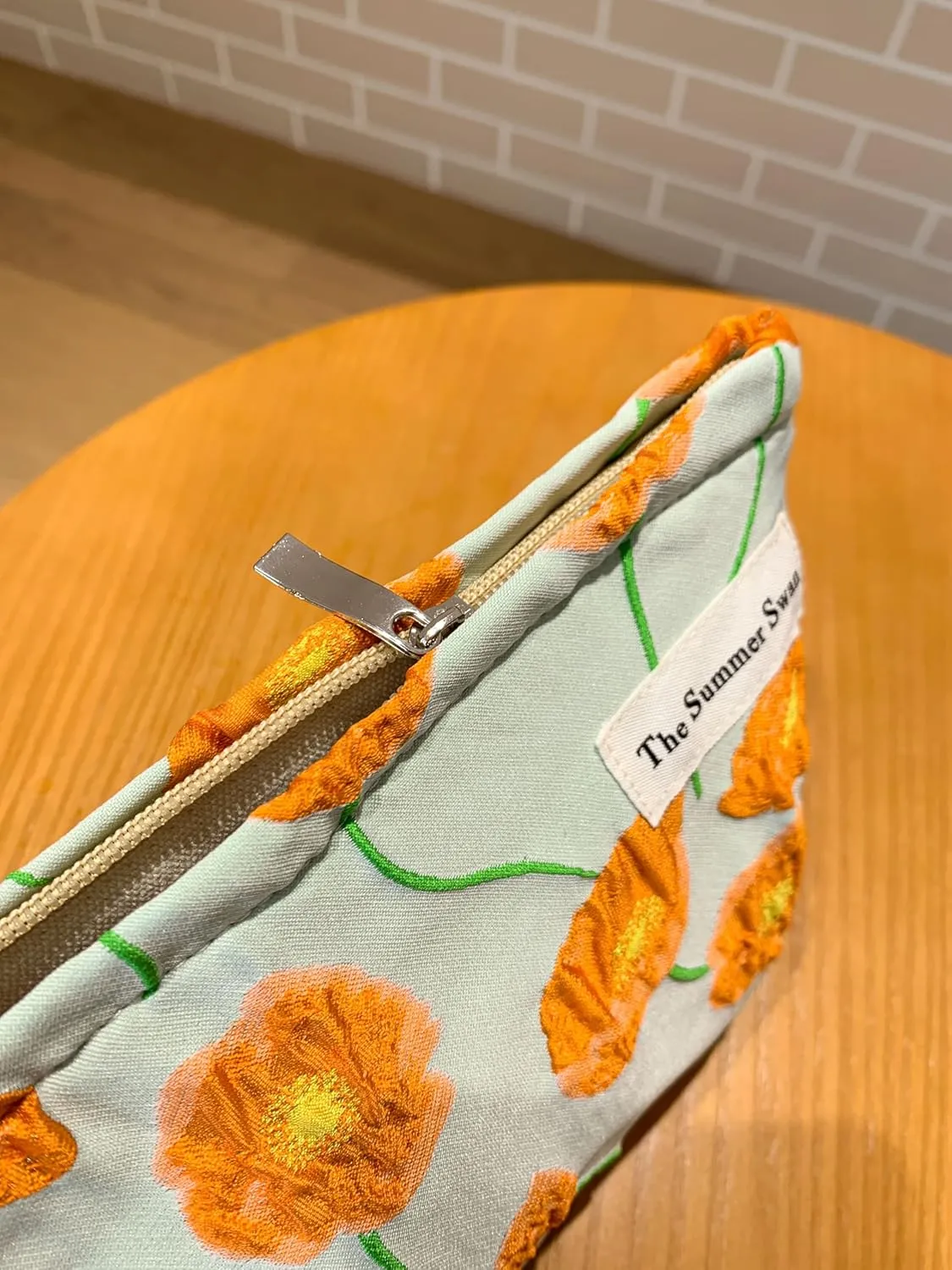 Summer Swan | Large Floral Mid-day Clutch | Period Kit & Hygiene Bag | Skincare Bag | Cute Color Block Floral Orange
