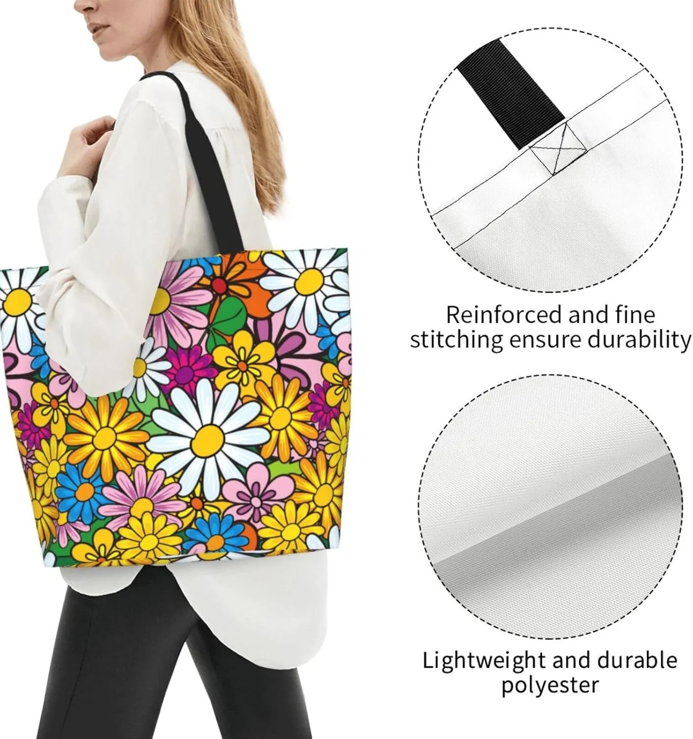Sunflower Tote Bag For Women, Waterproof Shoulder Bags Big Reusable Grocery Handbag For Shopping Picnic Work Beach