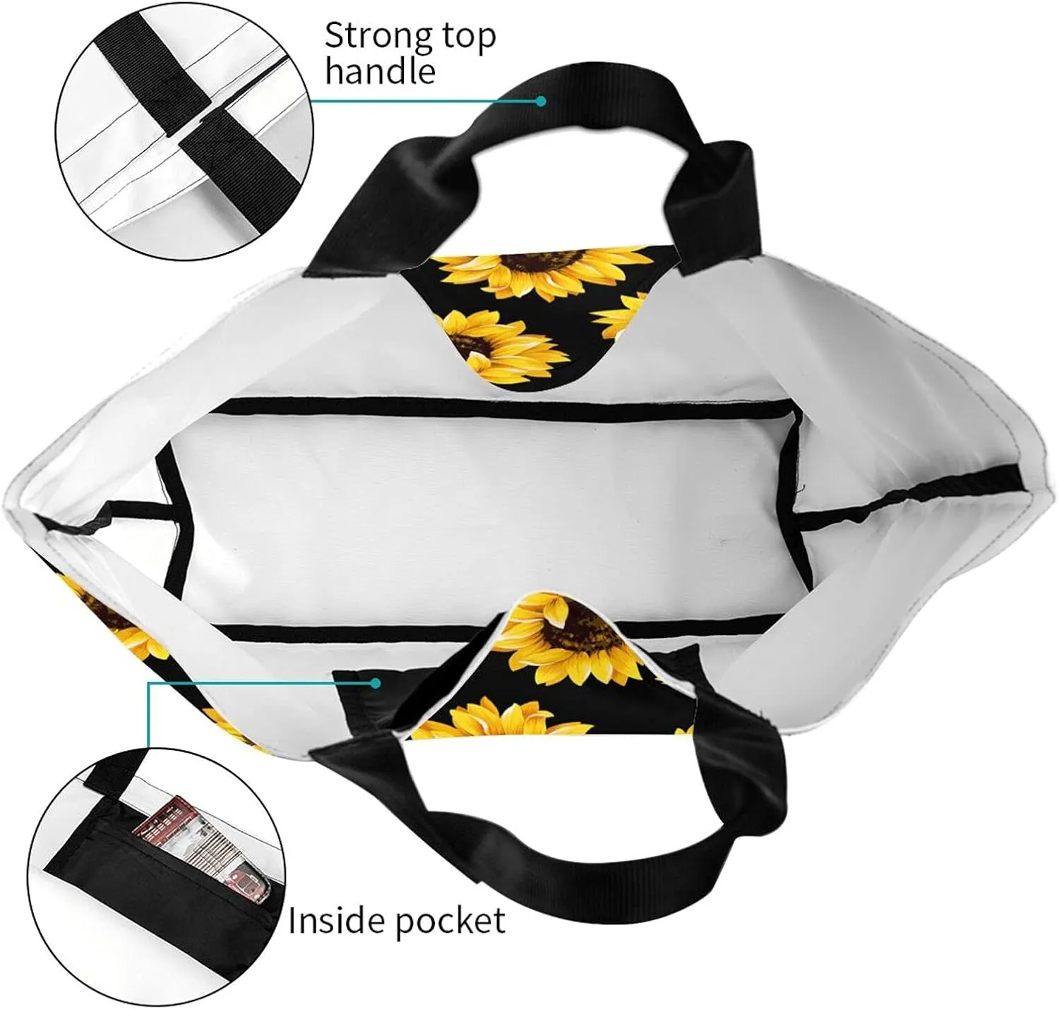 Sunflower Tote Bag For Women, Waterproof Shoulder Bags Big Reusable Grocery Handbag For Shopping Picnic Work Beach