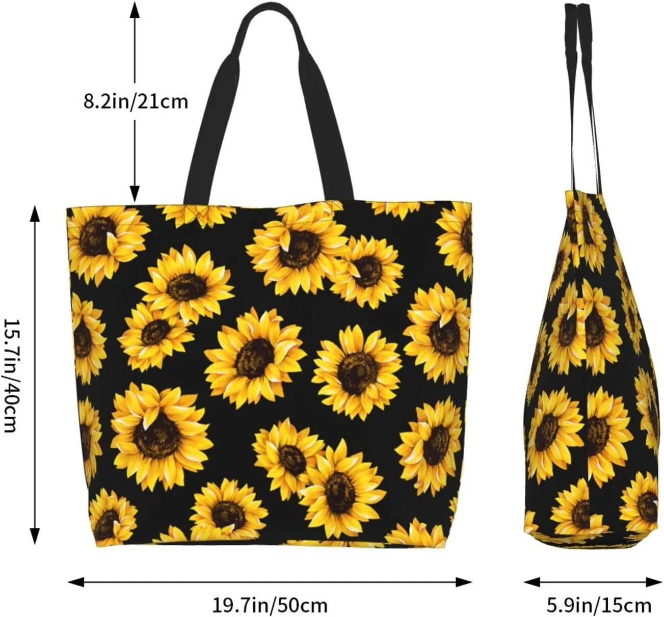 Sunflower Tote Bag For Women, Waterproof Shoulder Bags Big Reusable Grocery Handbag For Shopping Picnic Work Beach