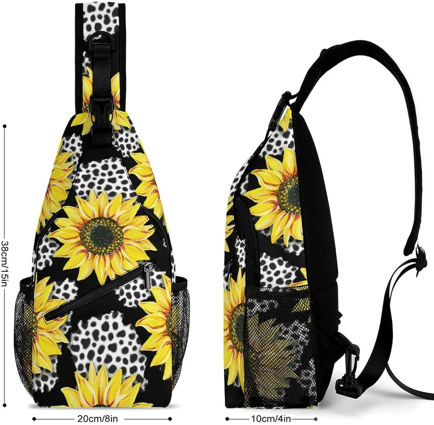 Sunflowers-leo-pattern Crossbody Sling Bag for Women Men Travel Chest Bag, Cycling Shoulder Backpack