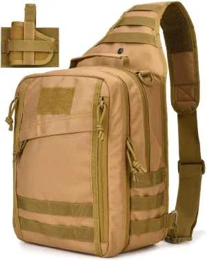 Tactical Sling Bag Pack w/Gun Holster Small Military Rover Shoulder Sling Pack Molle Assault Range Bag Everyday Carry Diaper Bag