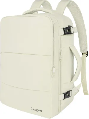 Taygeer Large Travel Backpack, 17 inch Laptop Backpack for Women, Airline Approved Personal Item Mochila, 40l Lightweight Luggage Carryon Work Bag for friend and Ladies Business Travel Hiking, Beige