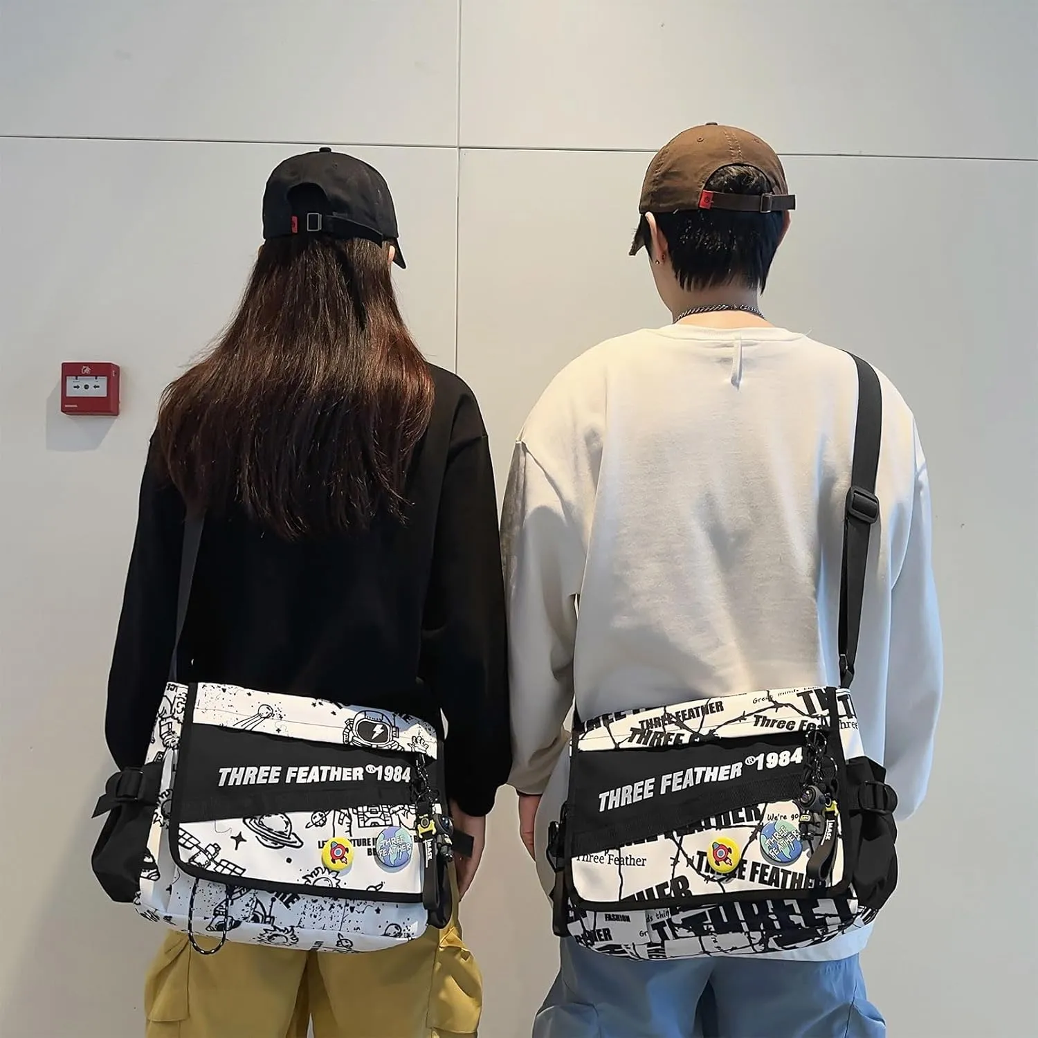 Teclado Fashion Crossbody Bag with Cute Accessories Casual Messenger Bag with Pendants Shoulder Bag Purse Travel Daypacks