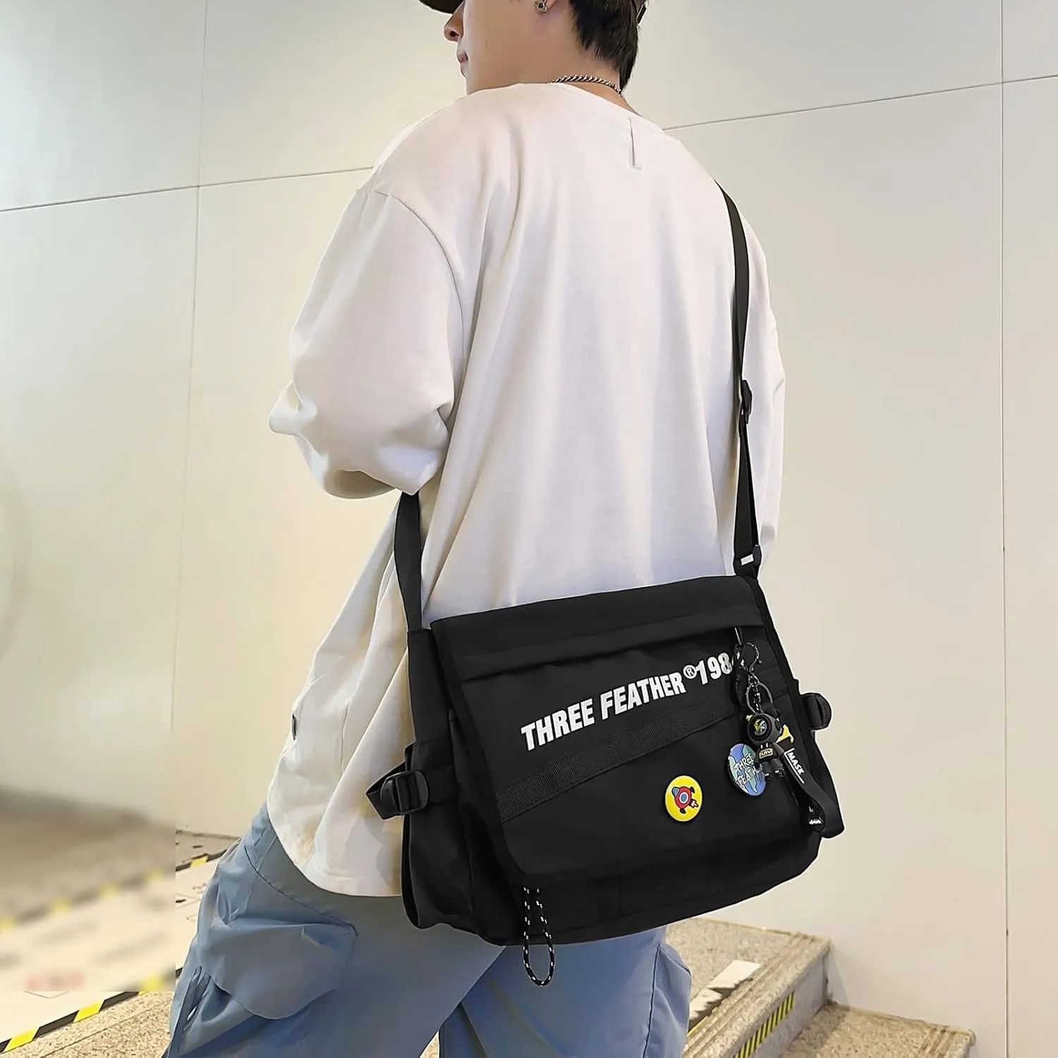 Teclado Fashion Crossbody Bag with Cute Accessories Casual Messenger Bag with Pendants Shoulder Bag Purse Travel Daypacks